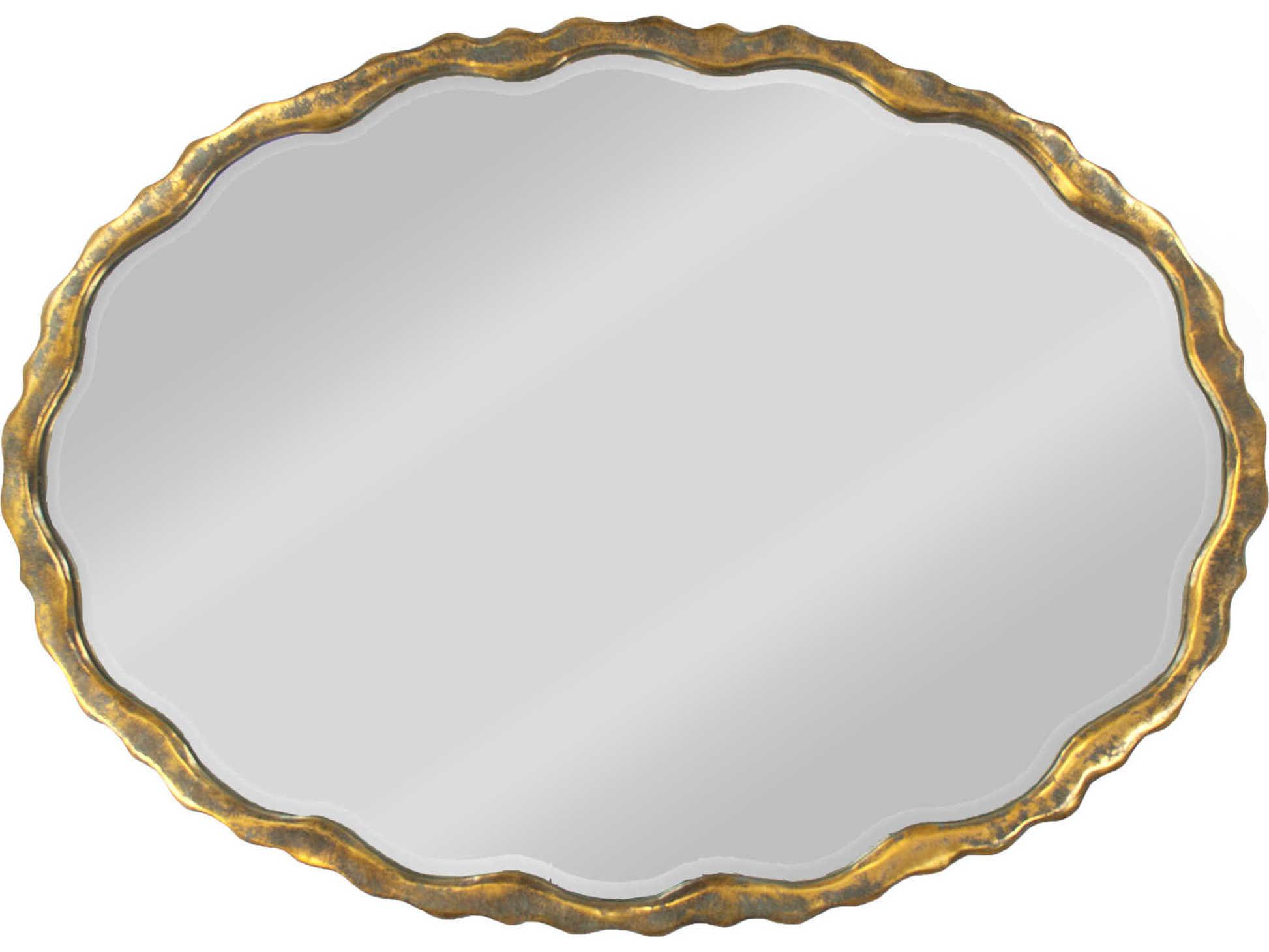 Zentique Aime Distressed Gold Oval Wall Mirror