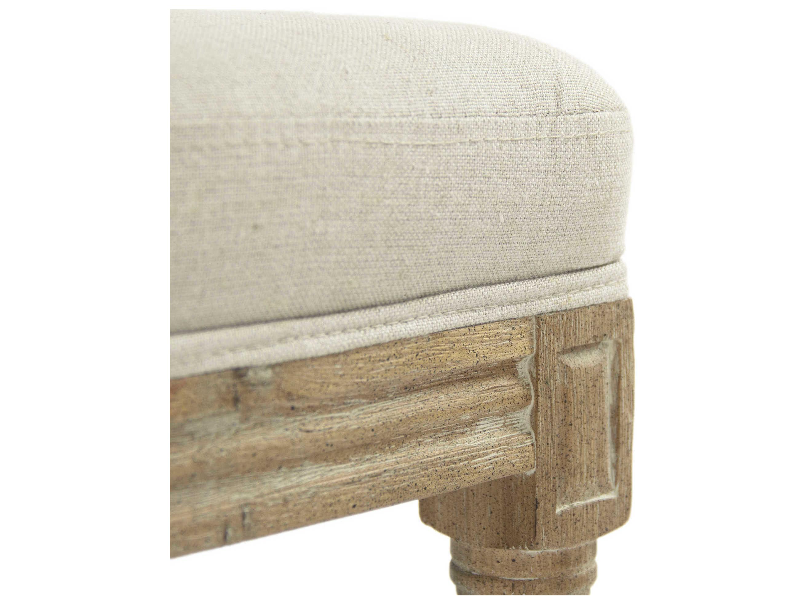 Zentique Louis Upholstered Oak Wood Natural Linen Bar Stool