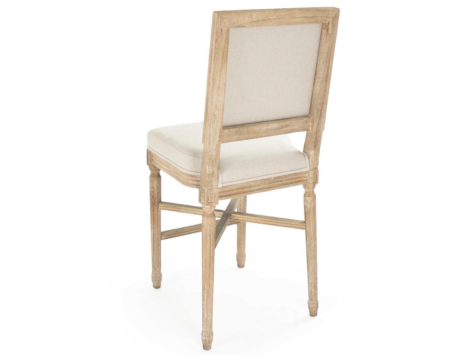 Zentique Louis Upholstered Oak Wood Natural Linen Counter Stool