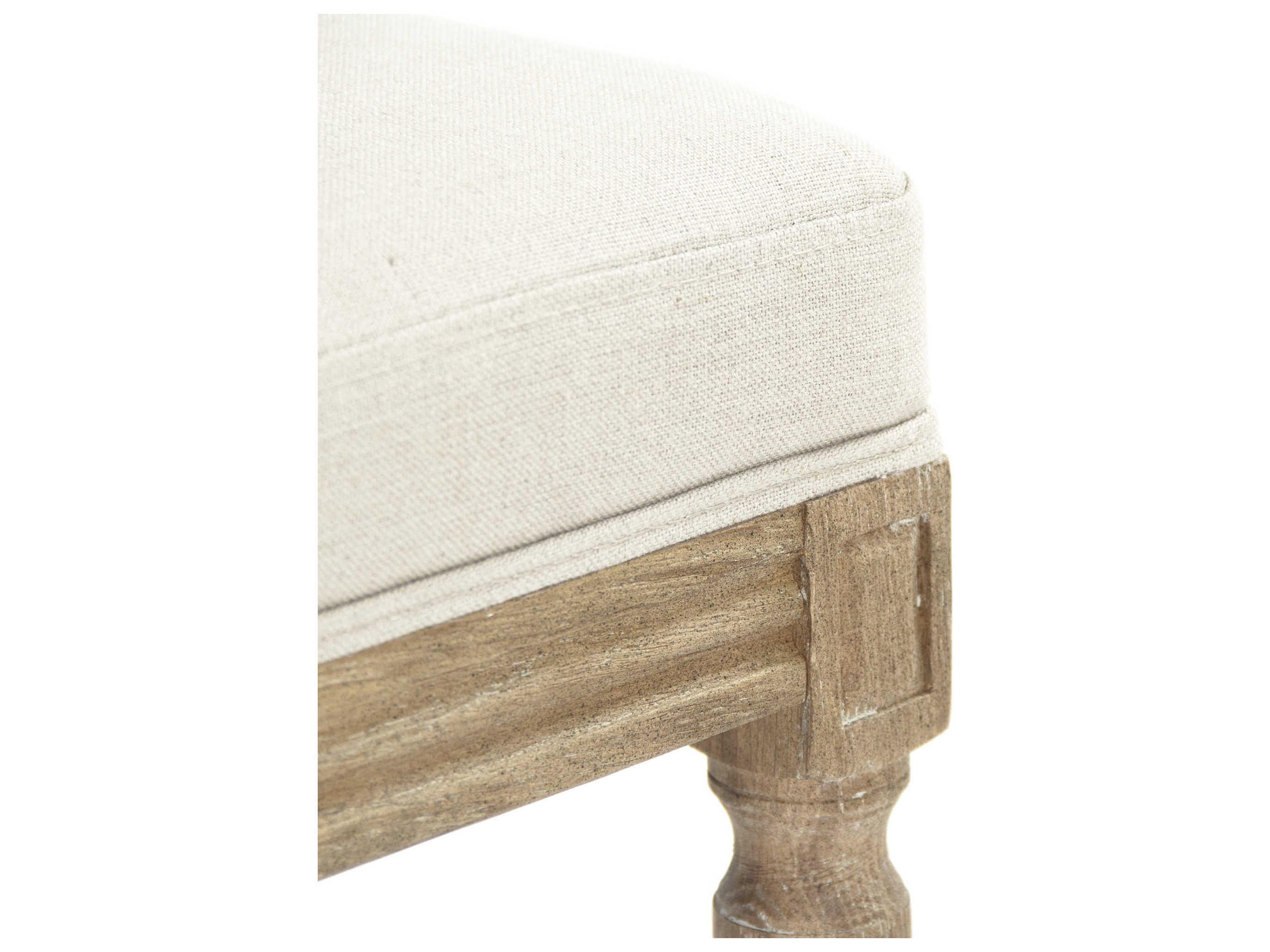 Zentique Louis Upholstered Oak Wood Natural Linen Counter Stool