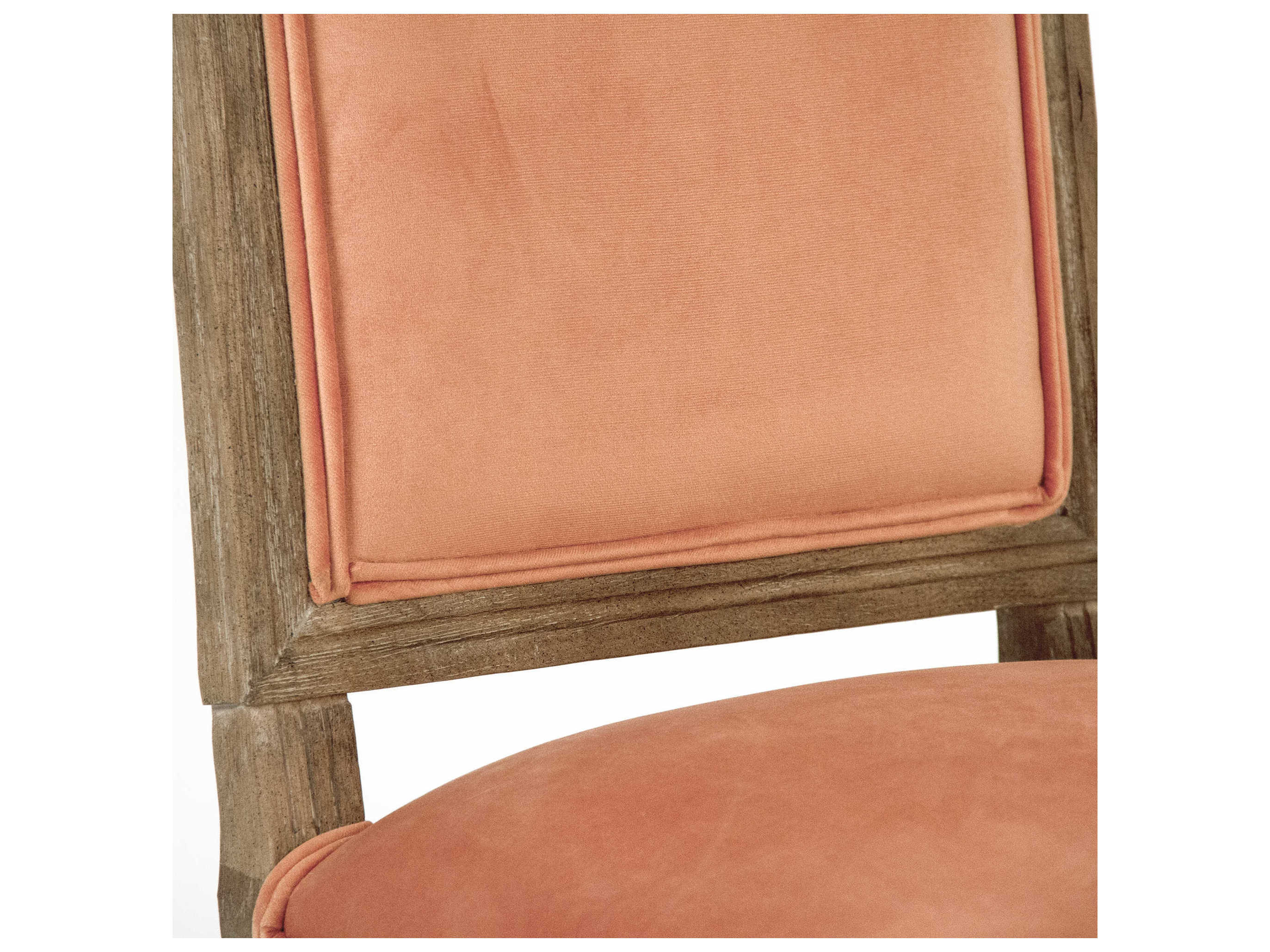 Zentique Louis Oak Wood Pink Upholstered Side Dining Chair