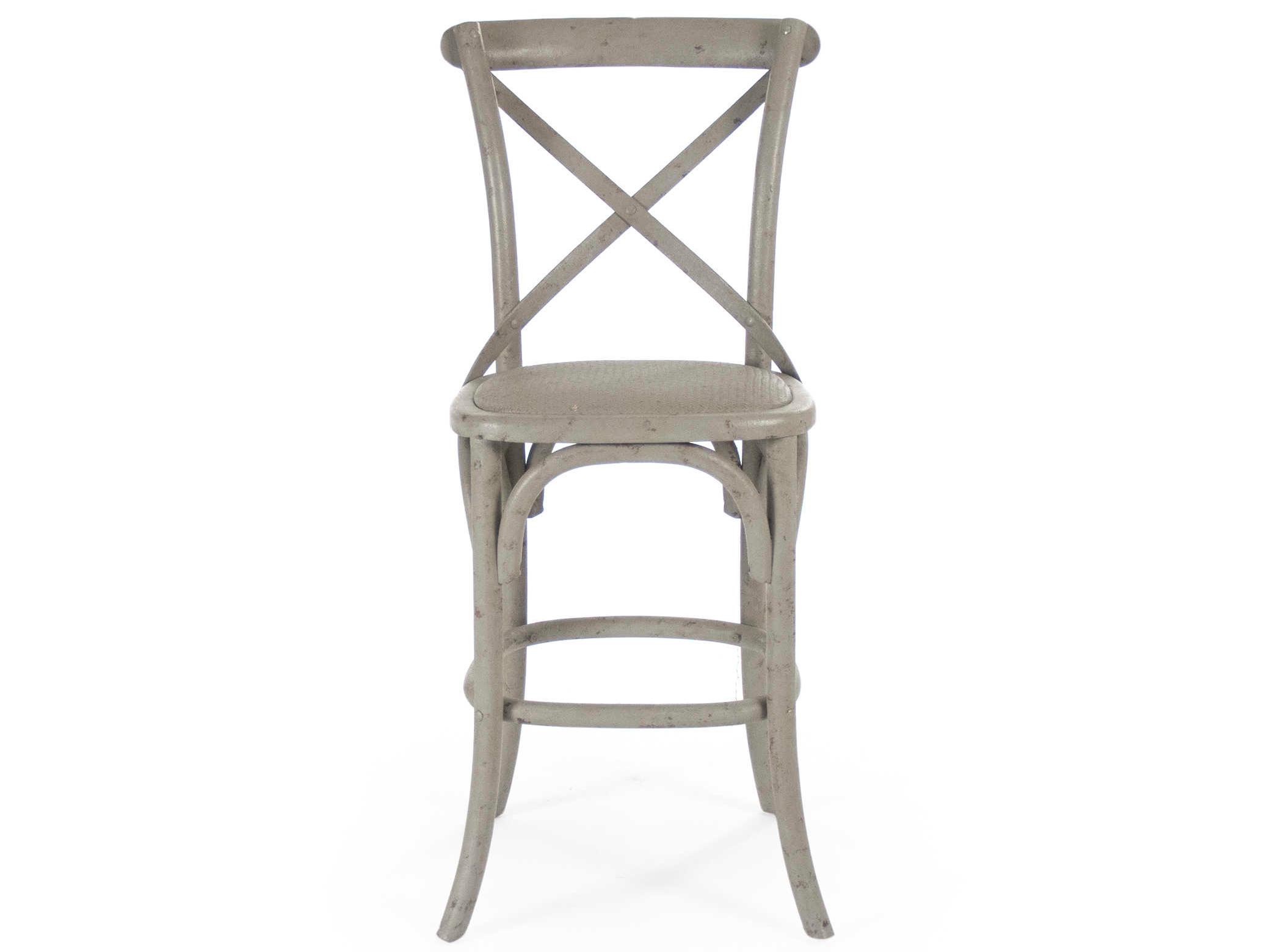 Zentique Parisienne Birch Wood Faux Olive Green Counter Stool