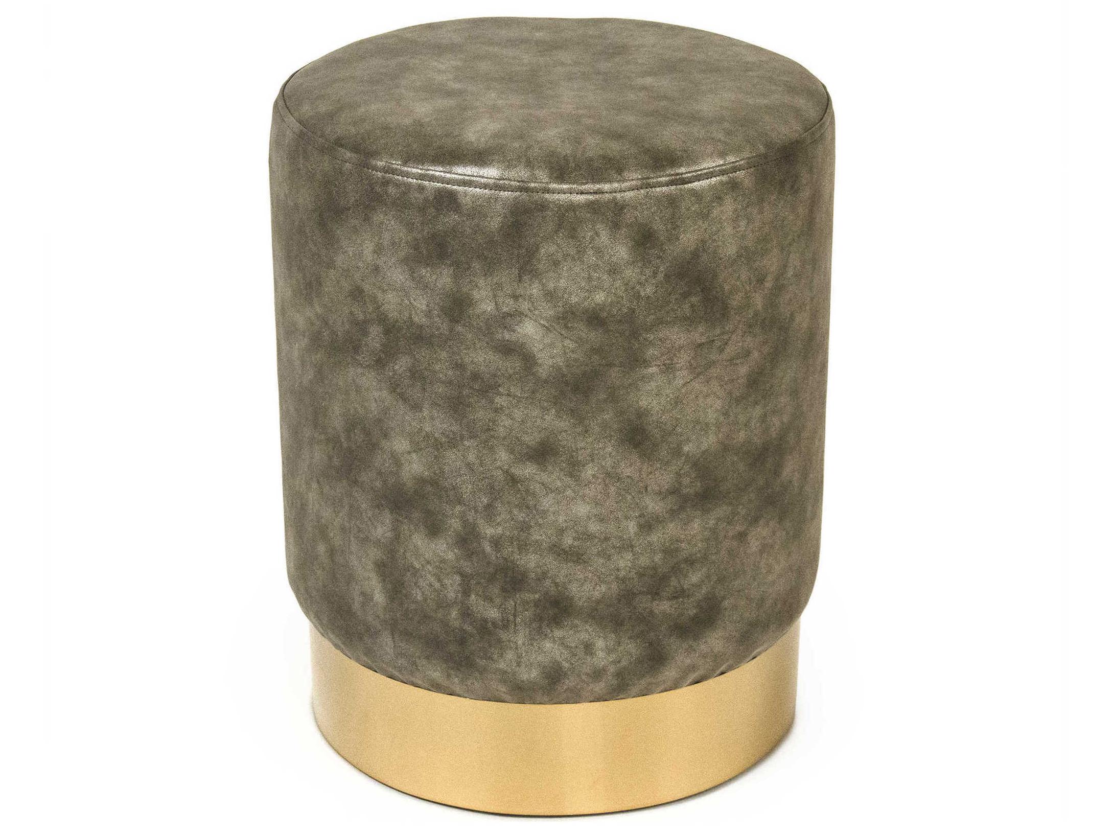 Zentique Distressed Grey Faux Leather Gray Accent Stool