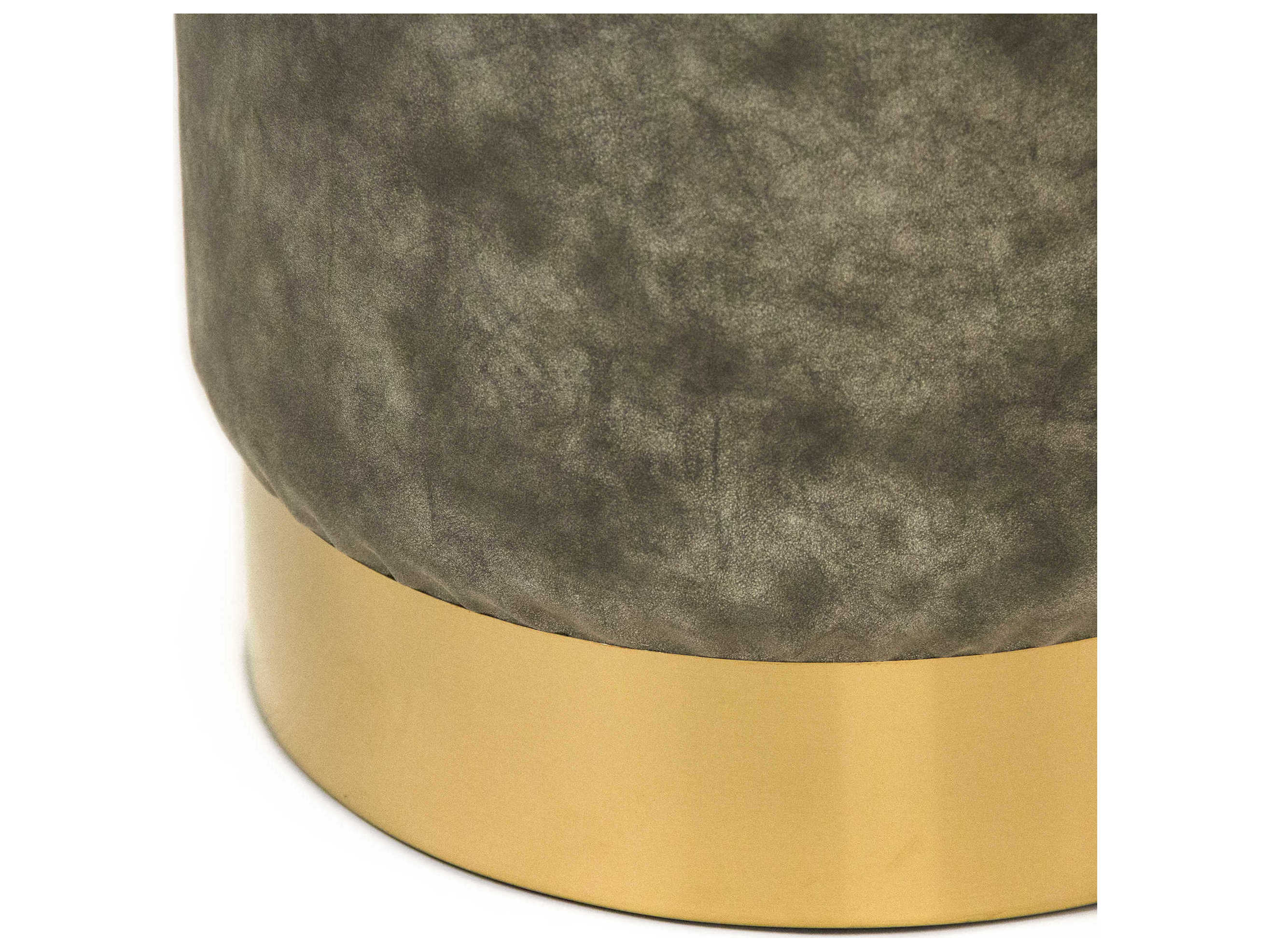 Zentique Distressed Grey Faux Leather Gray Accent Stool