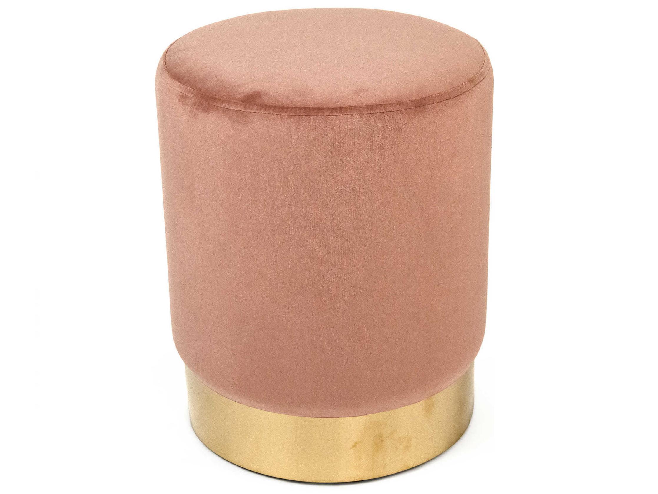 Zentique Rose Velvet Pink Upholstered Accent Stool