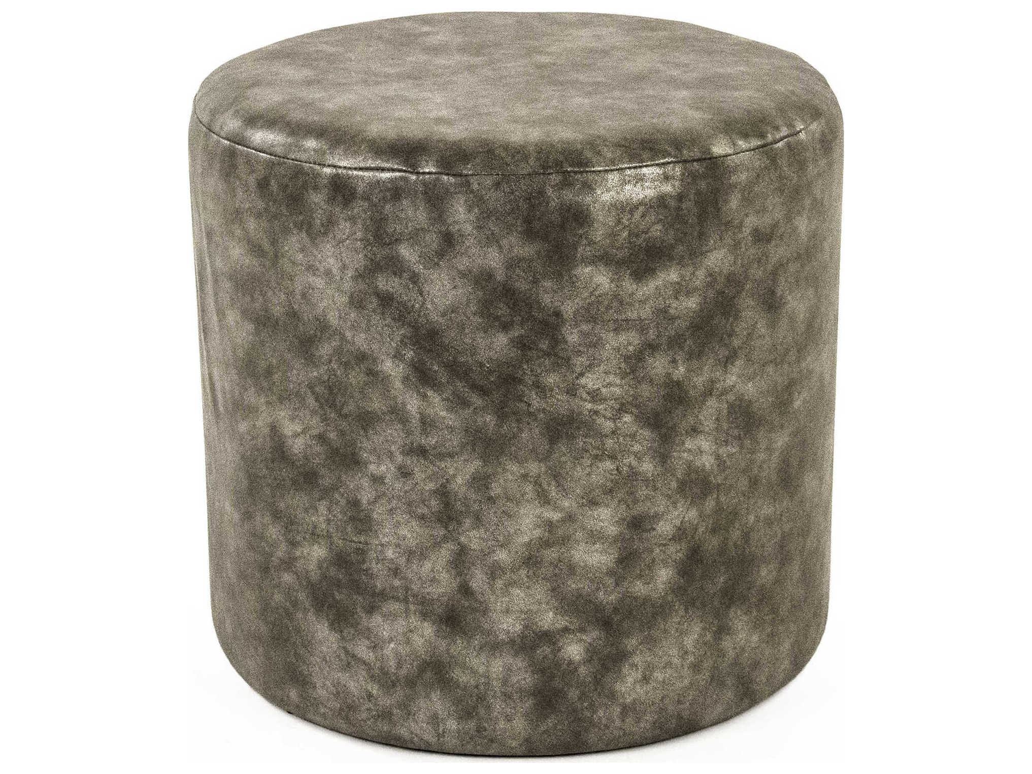 Zentique Distressed Grey Faux Leather Accent Stool