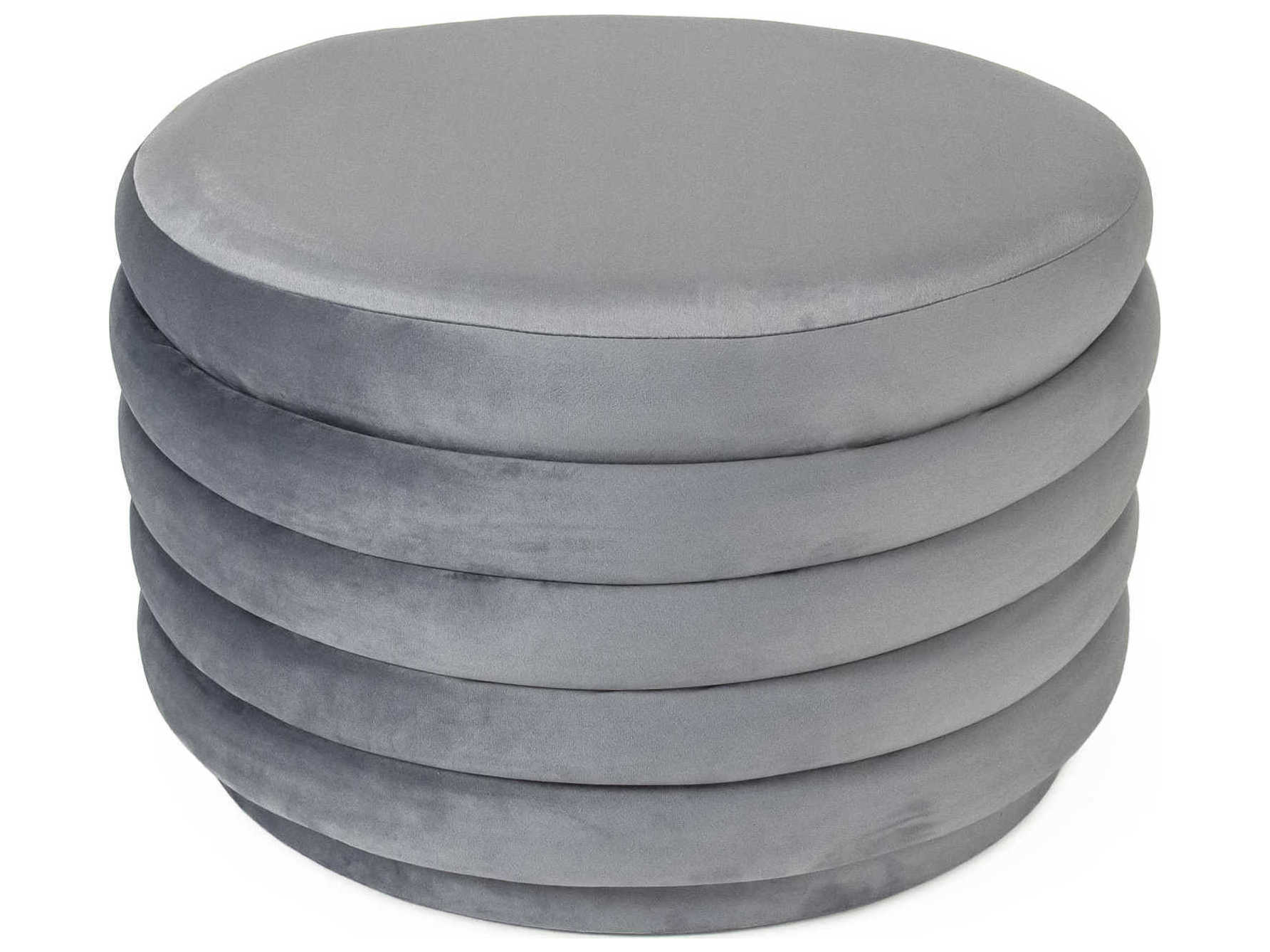 Zentique Pale Blue Velvet Upholstered Ottoman