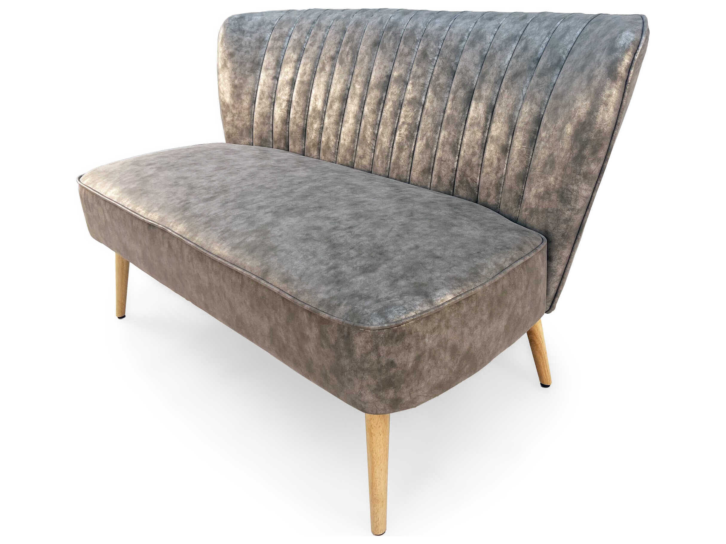 Zentique Distressed Grey Pu Leather Accent Bench