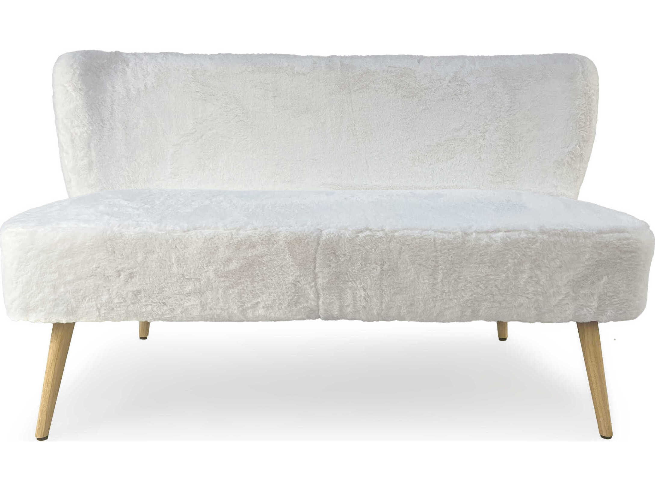 Zentique White Faux Fur Accent Bench
