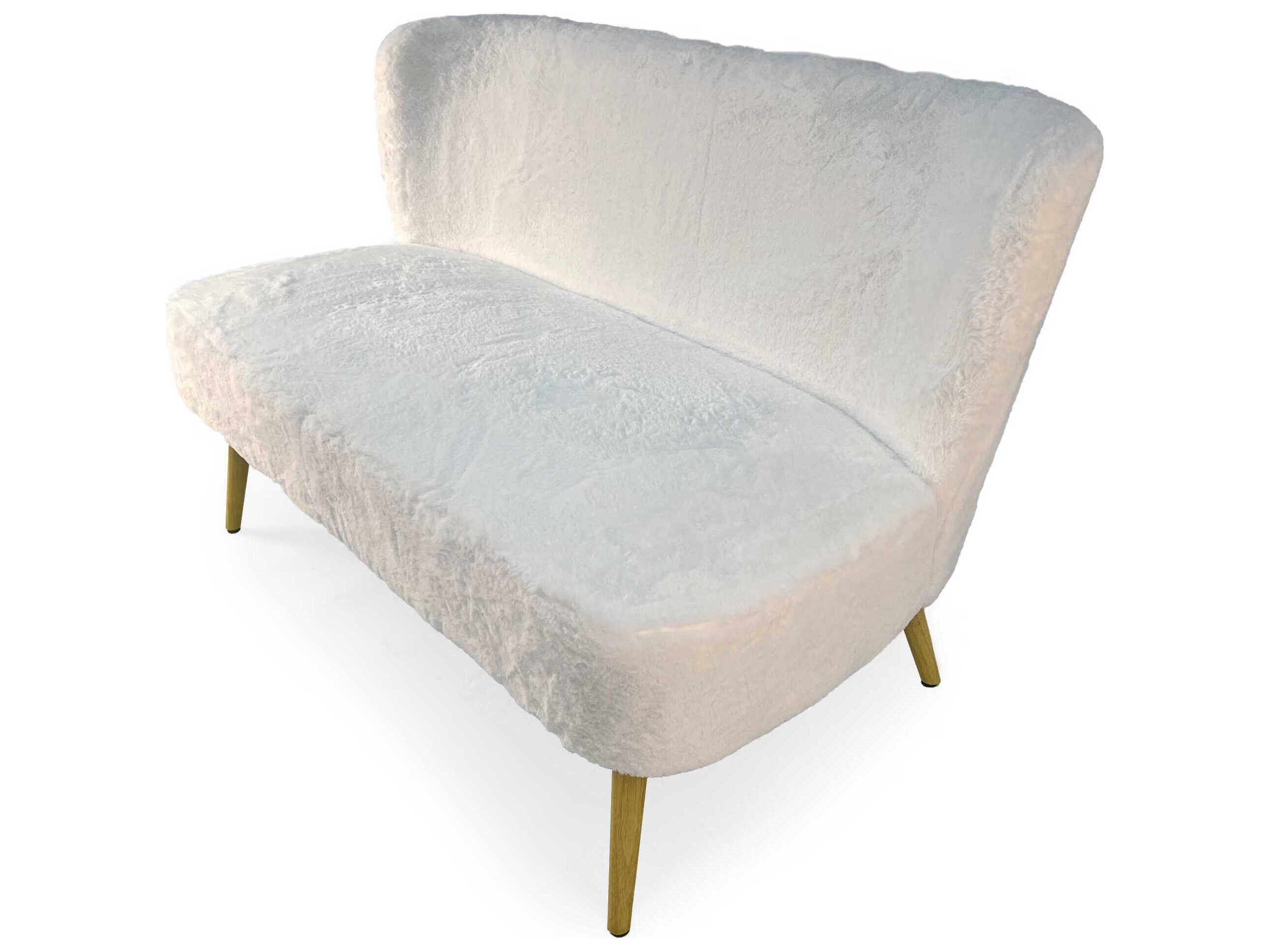 Zentique White Faux Fur Accent Bench