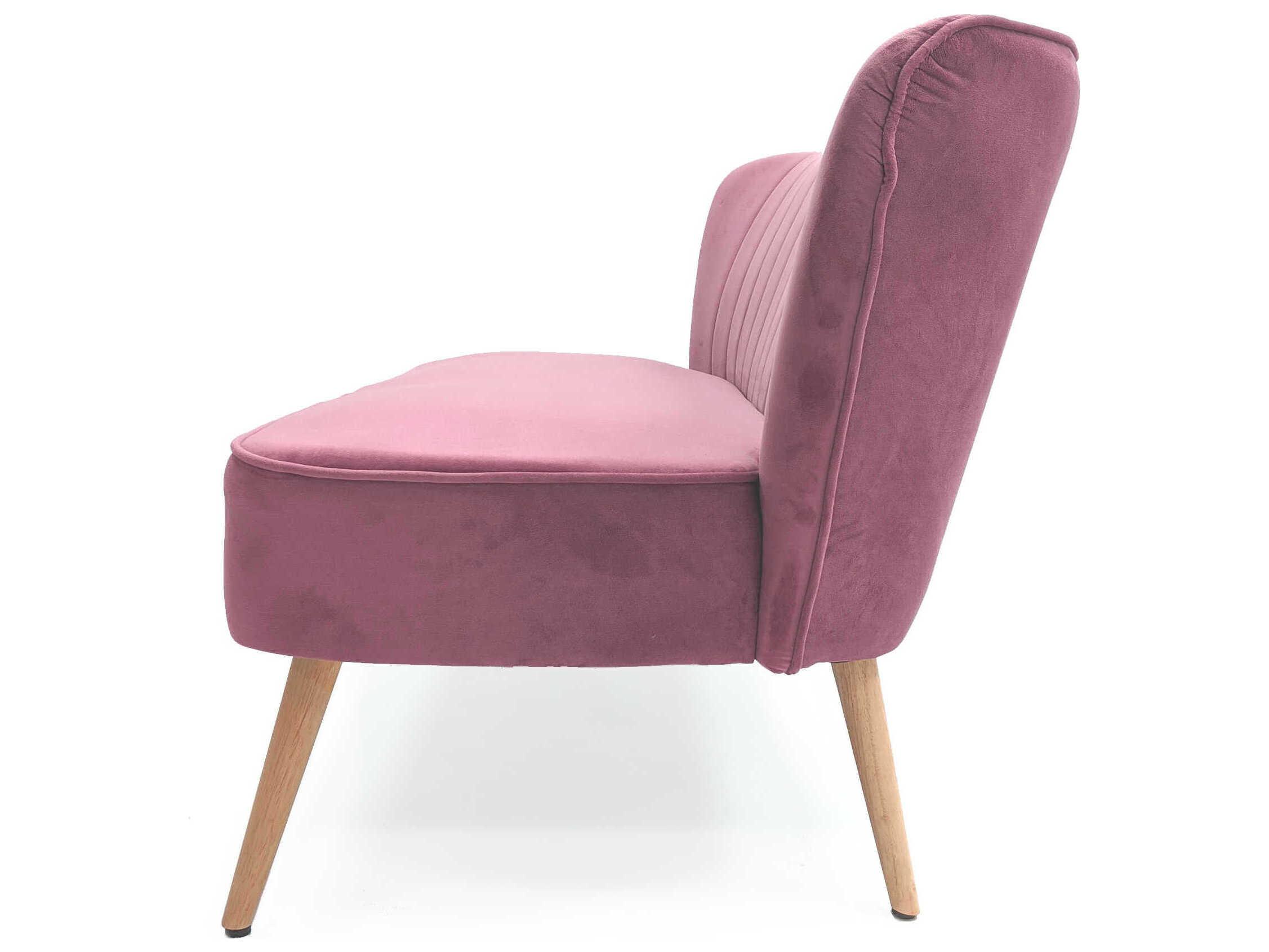 Zentique Mauve Rose Velvet Purple Upholstered Accent Bench