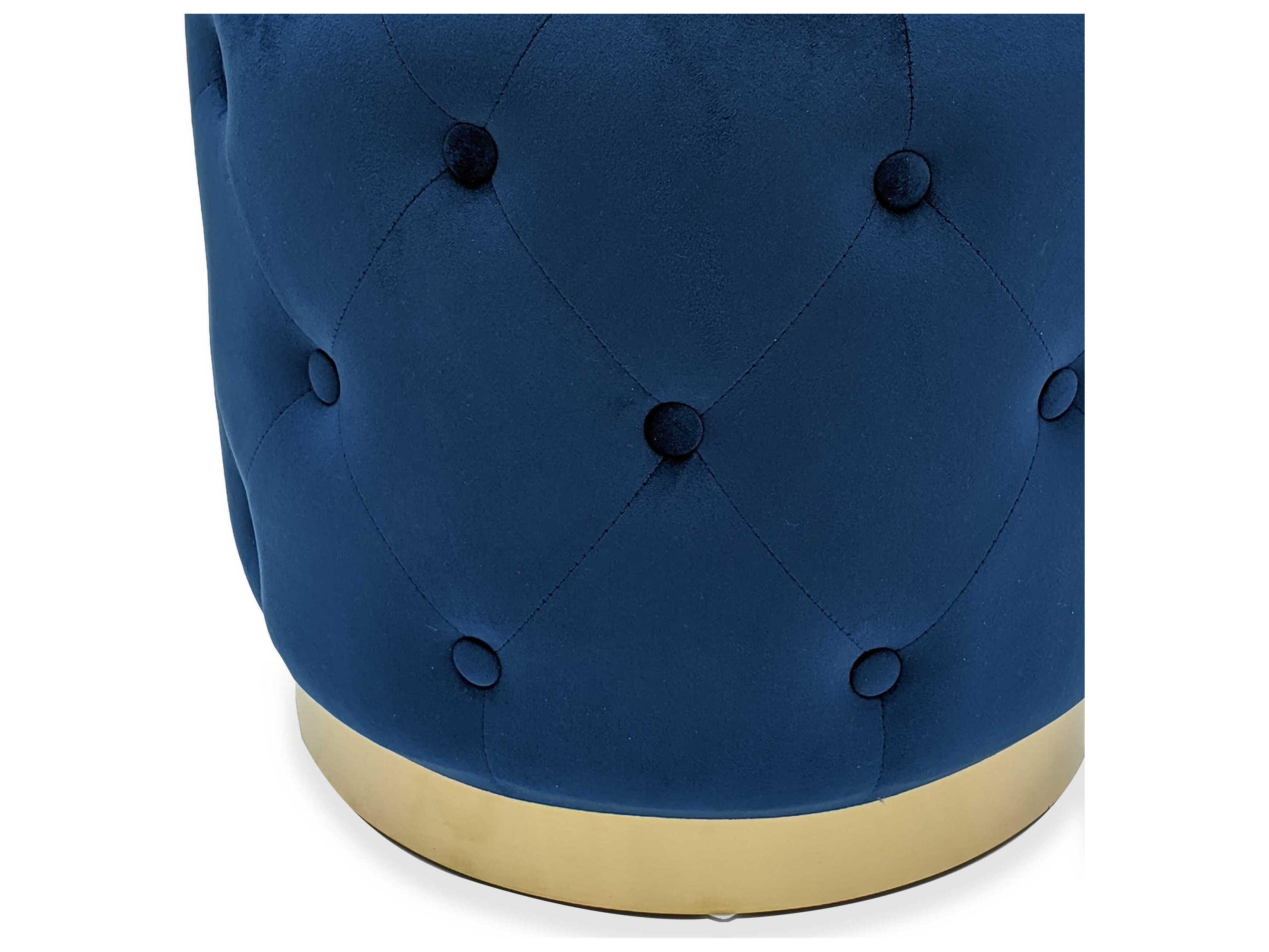 Zentique Blue Velvet Upholstered Accent Stool