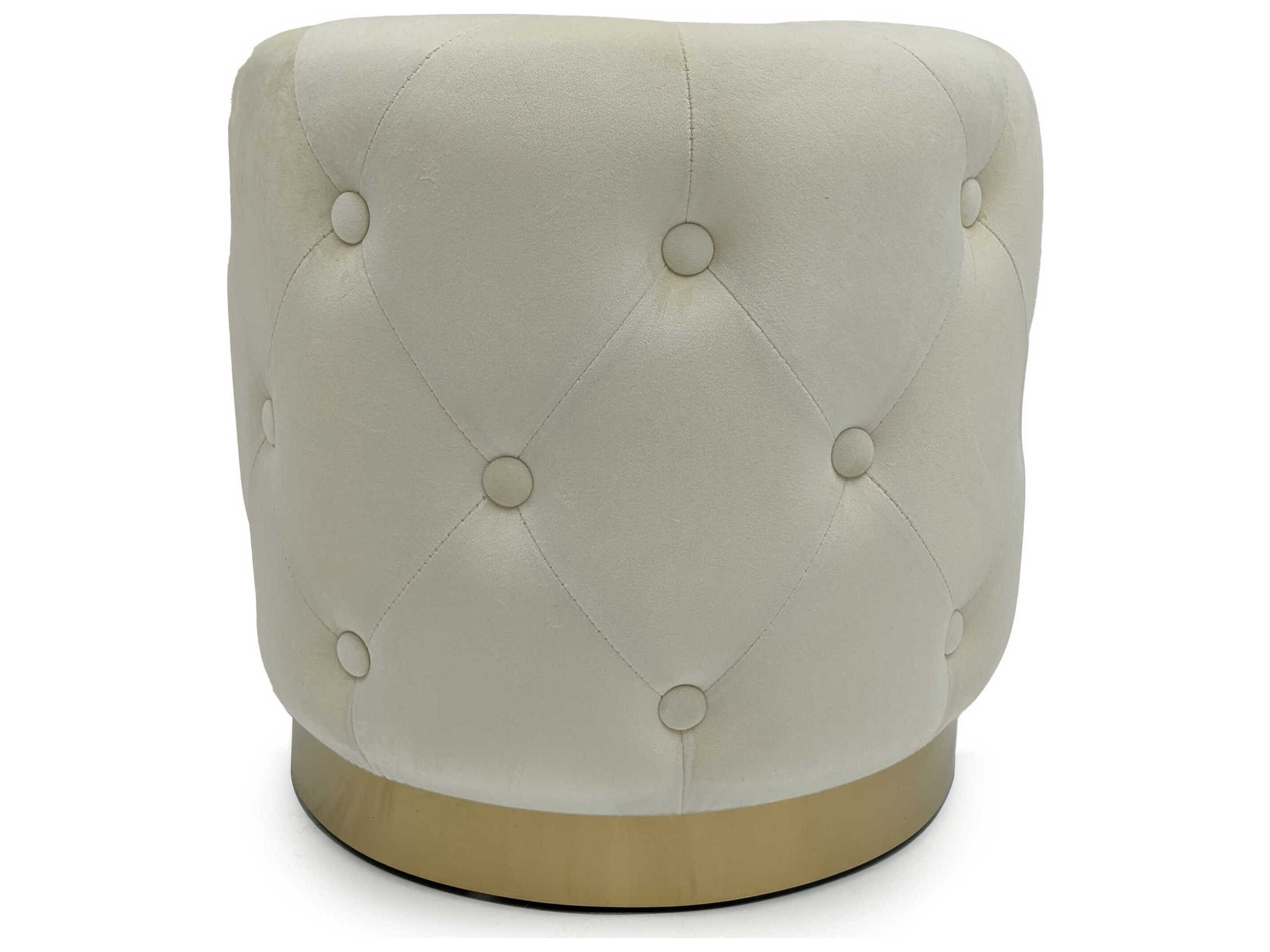Zentique White Velvet Upholstered Accent Stool