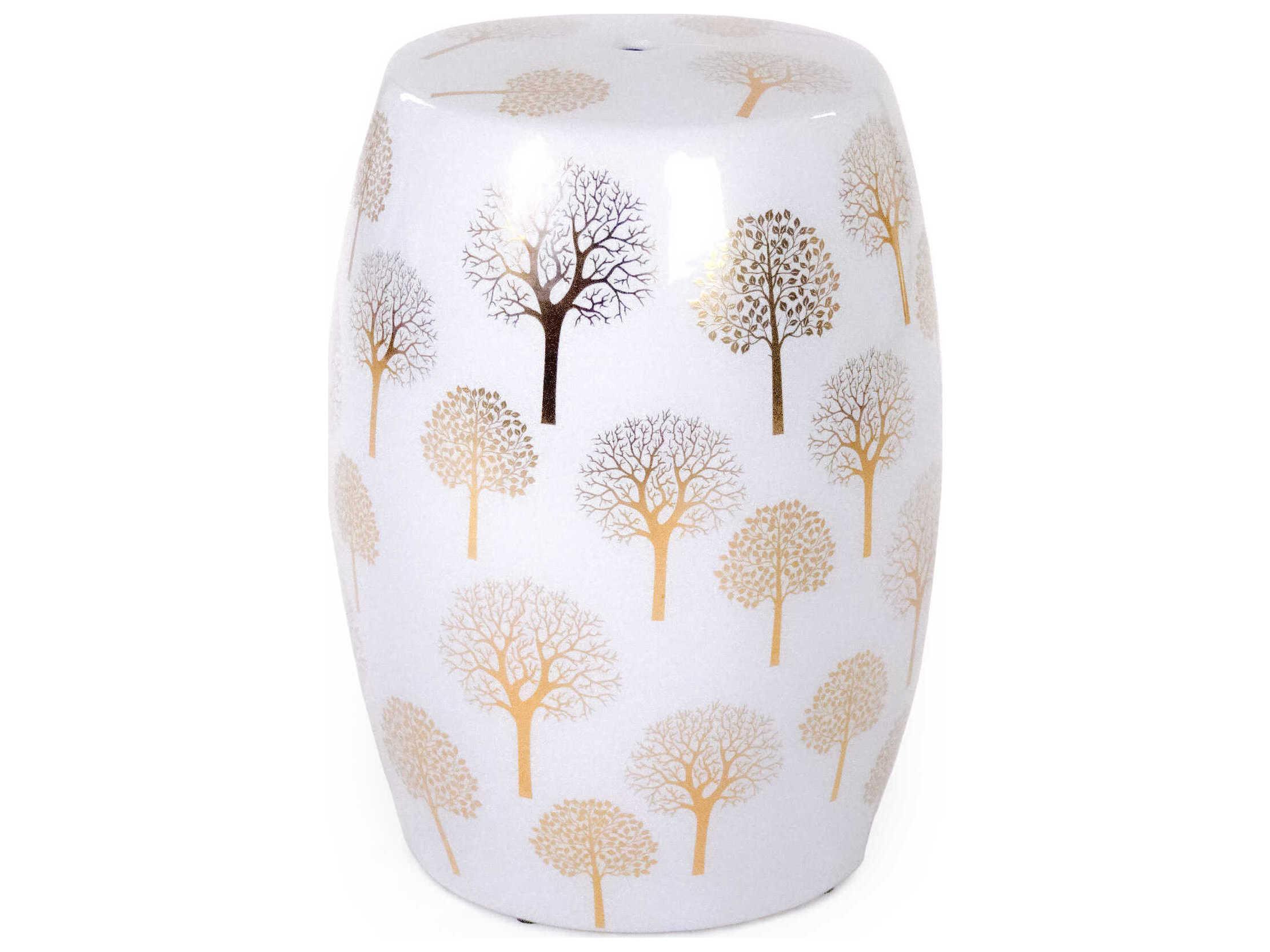 Zentique Garden White Gold Accent Stool