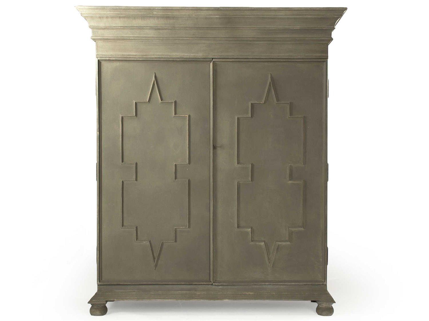 Zentique Beige Pine Wood Wardrobe Armoire