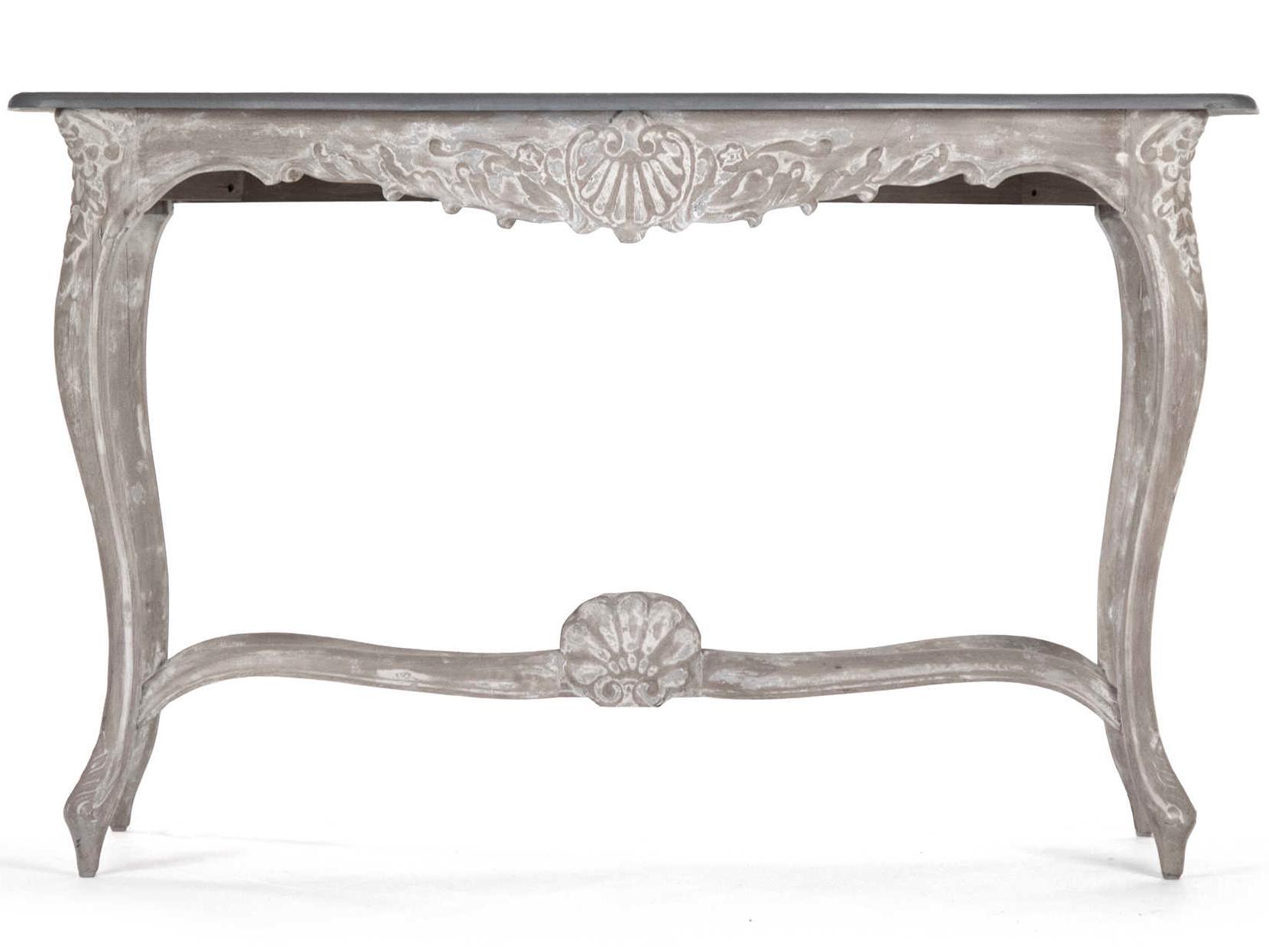 Zentique Rectangular Wood Grey Distressed Console Table