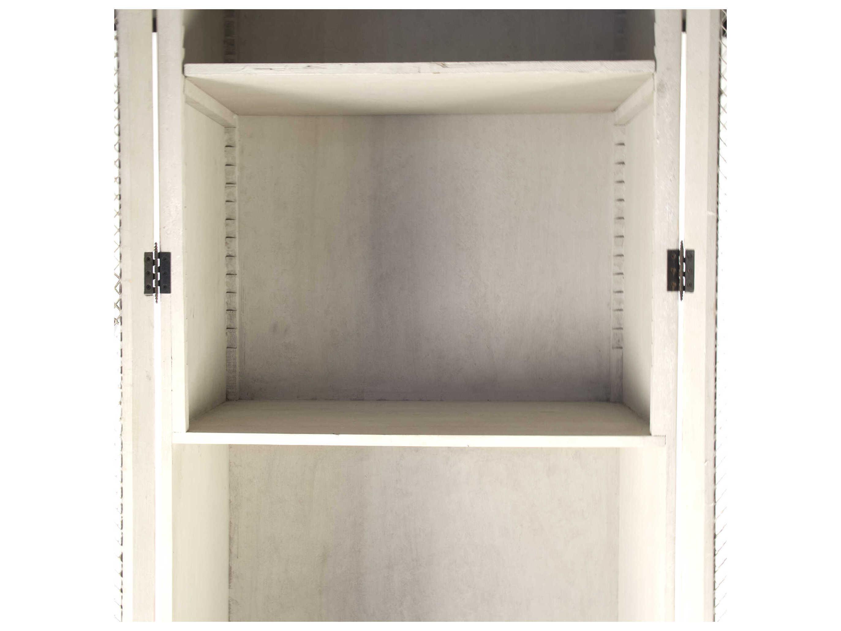 Zentique Chaline Pine Wood Distressed Taupe Display Cabinet