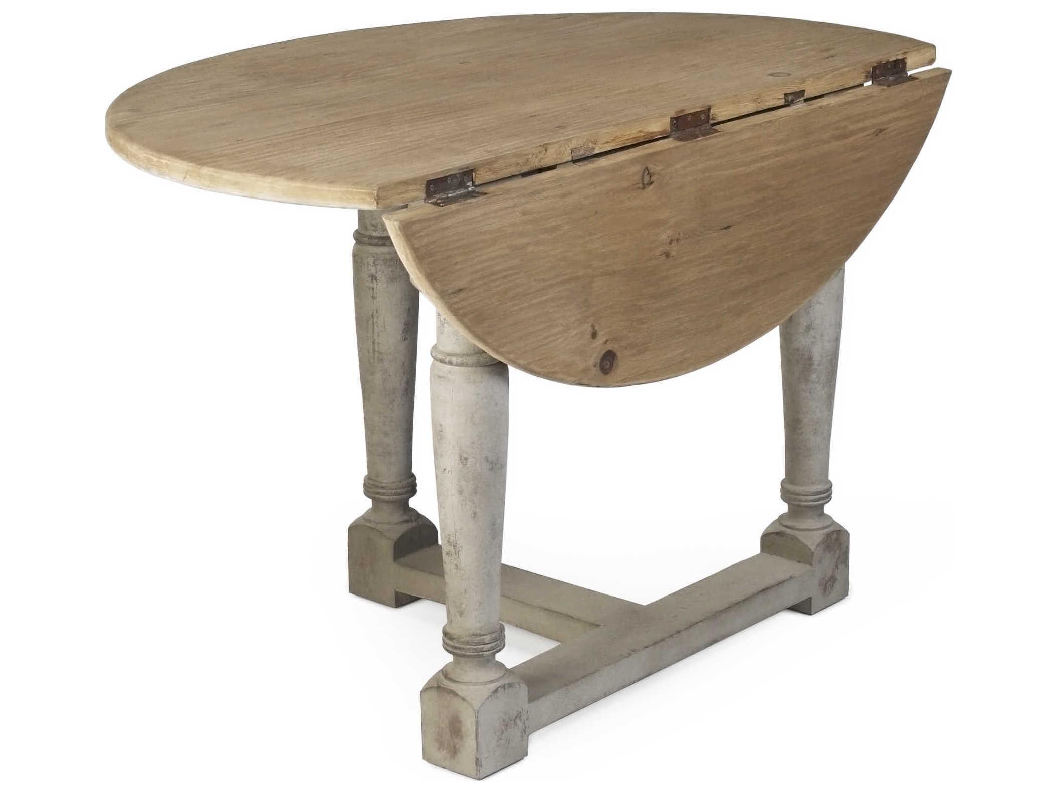 Zentique Oval Wood Natural Distressed Grey Dining Table