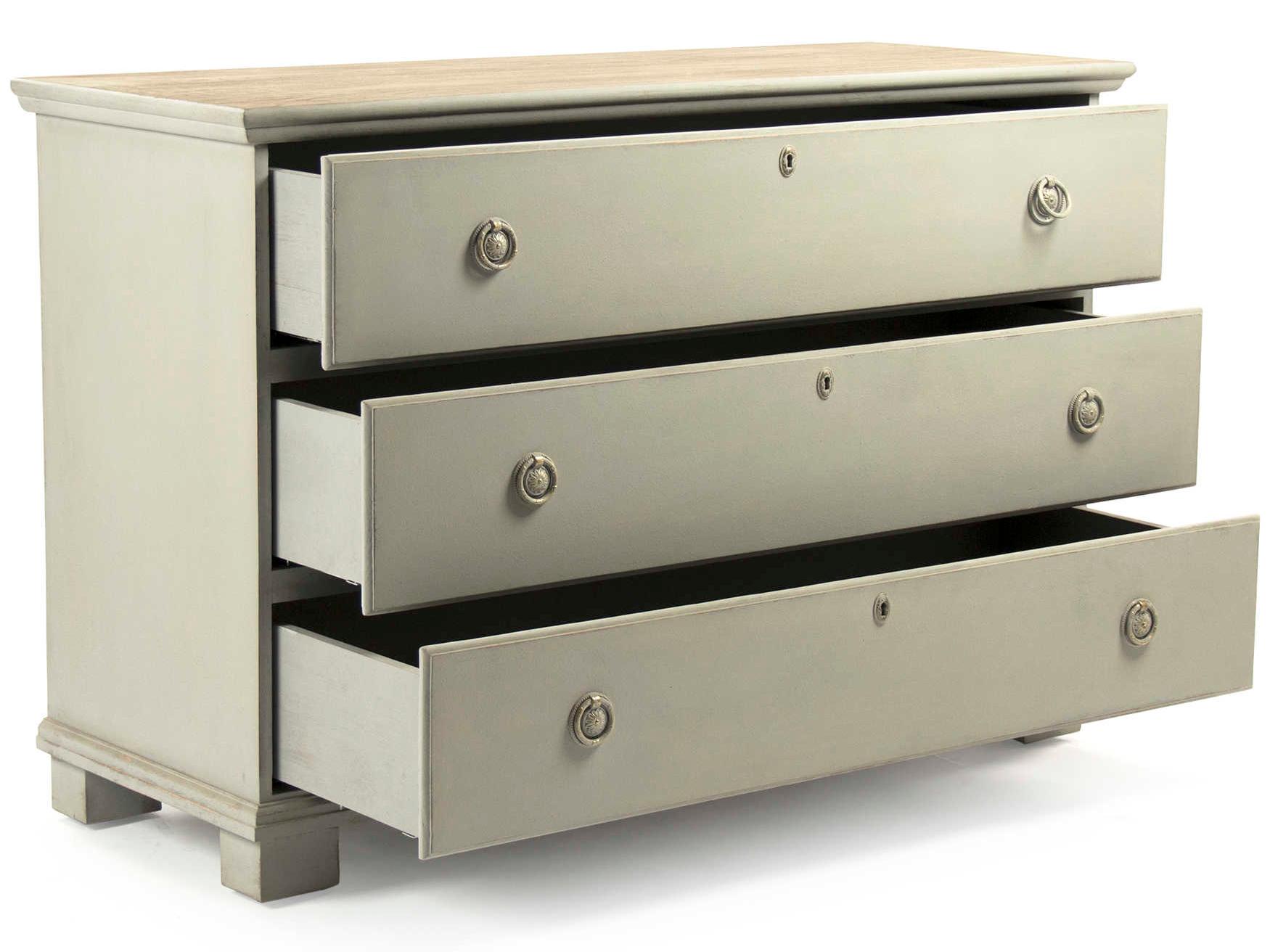 Zentique Bill 3-Drawers Beige Pine Wood Dresser