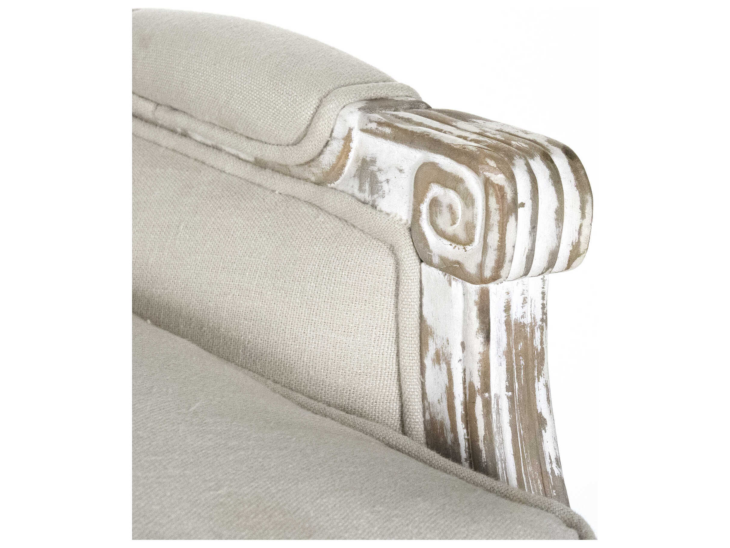 Zentique Yvon Distressed Grey Wash Birch Upholstered Loveseat