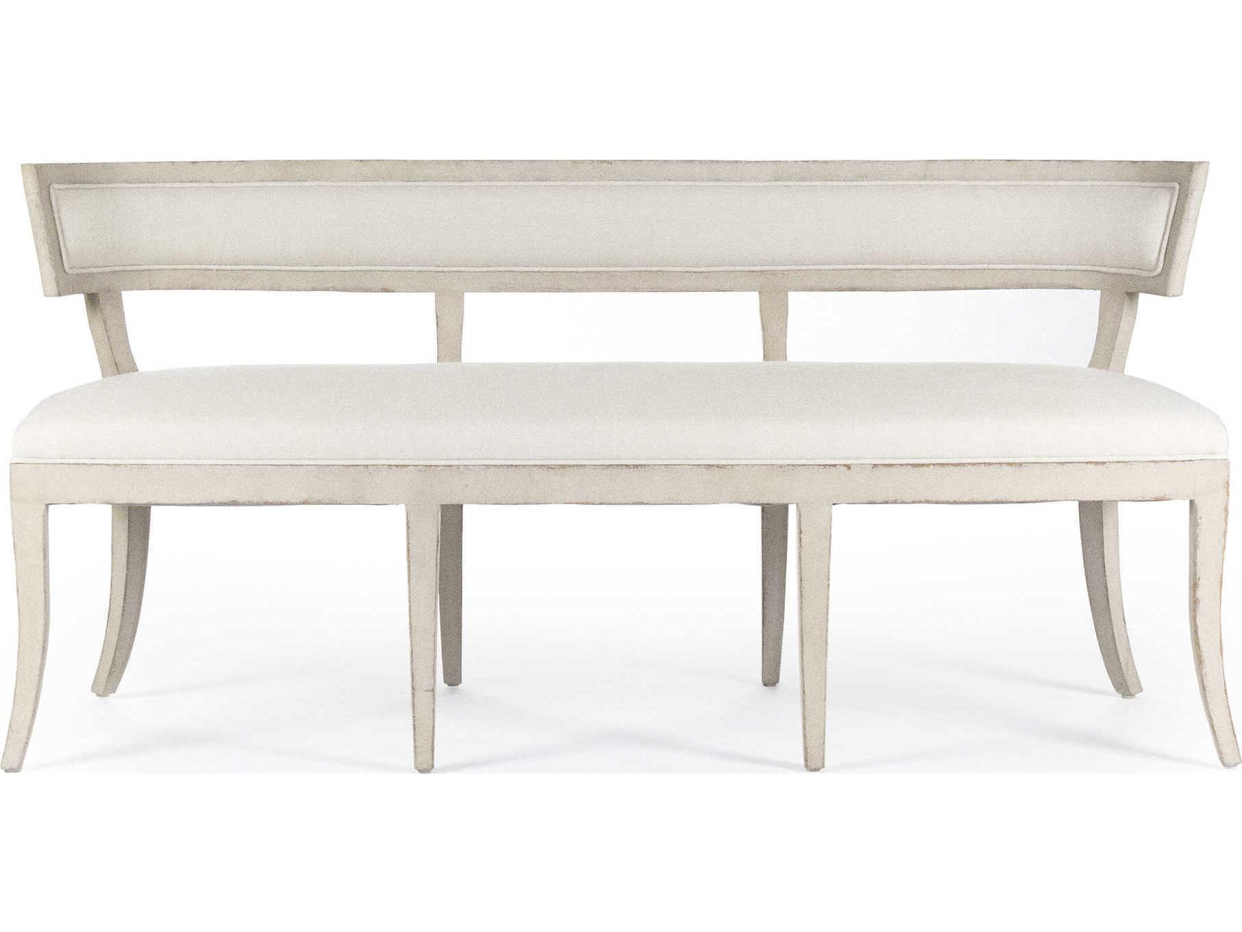 Zentique Cream Linen Upholstered Accent Bench