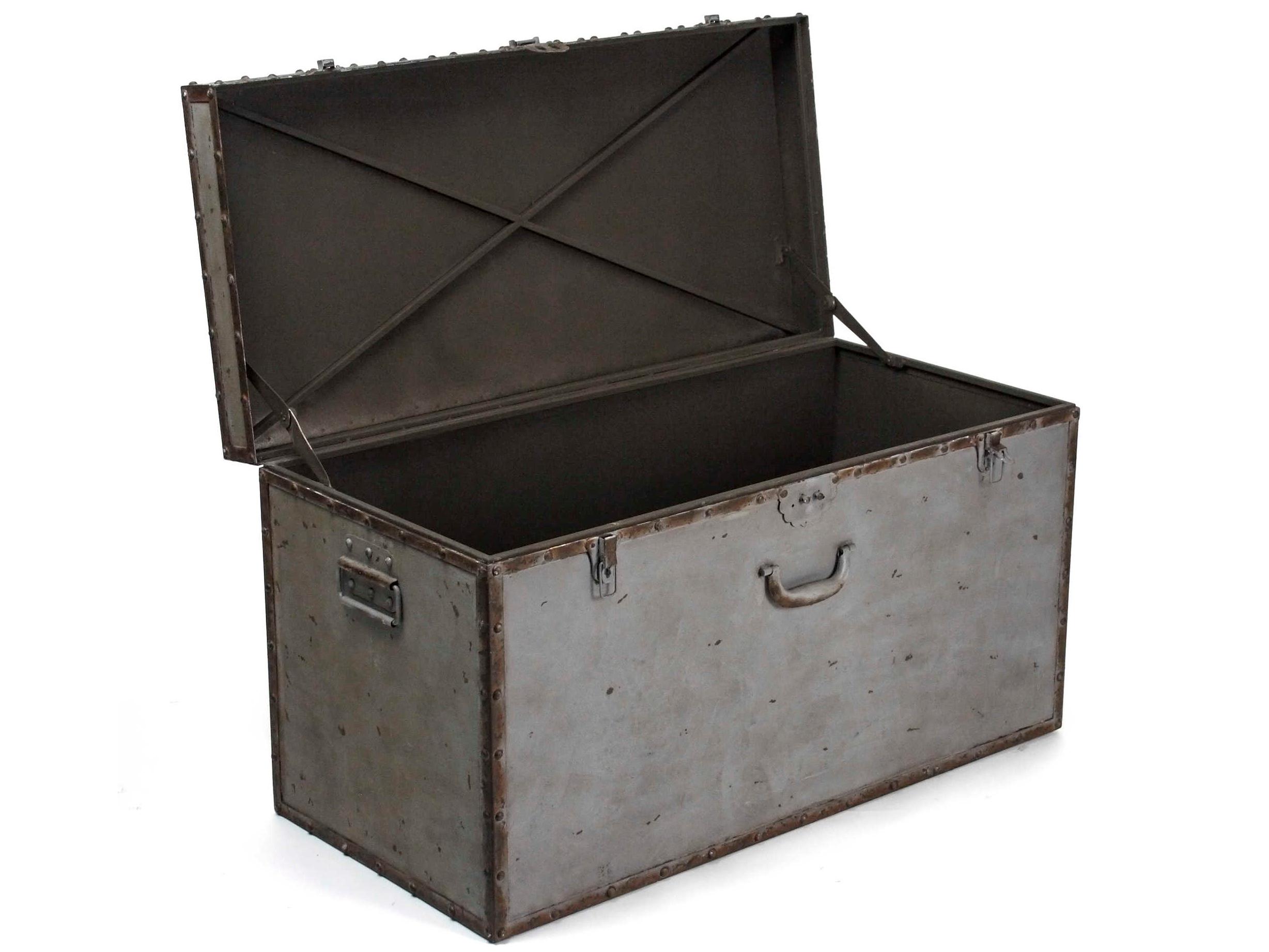 Zentique Rustic Zinc Gray Storage Trunk