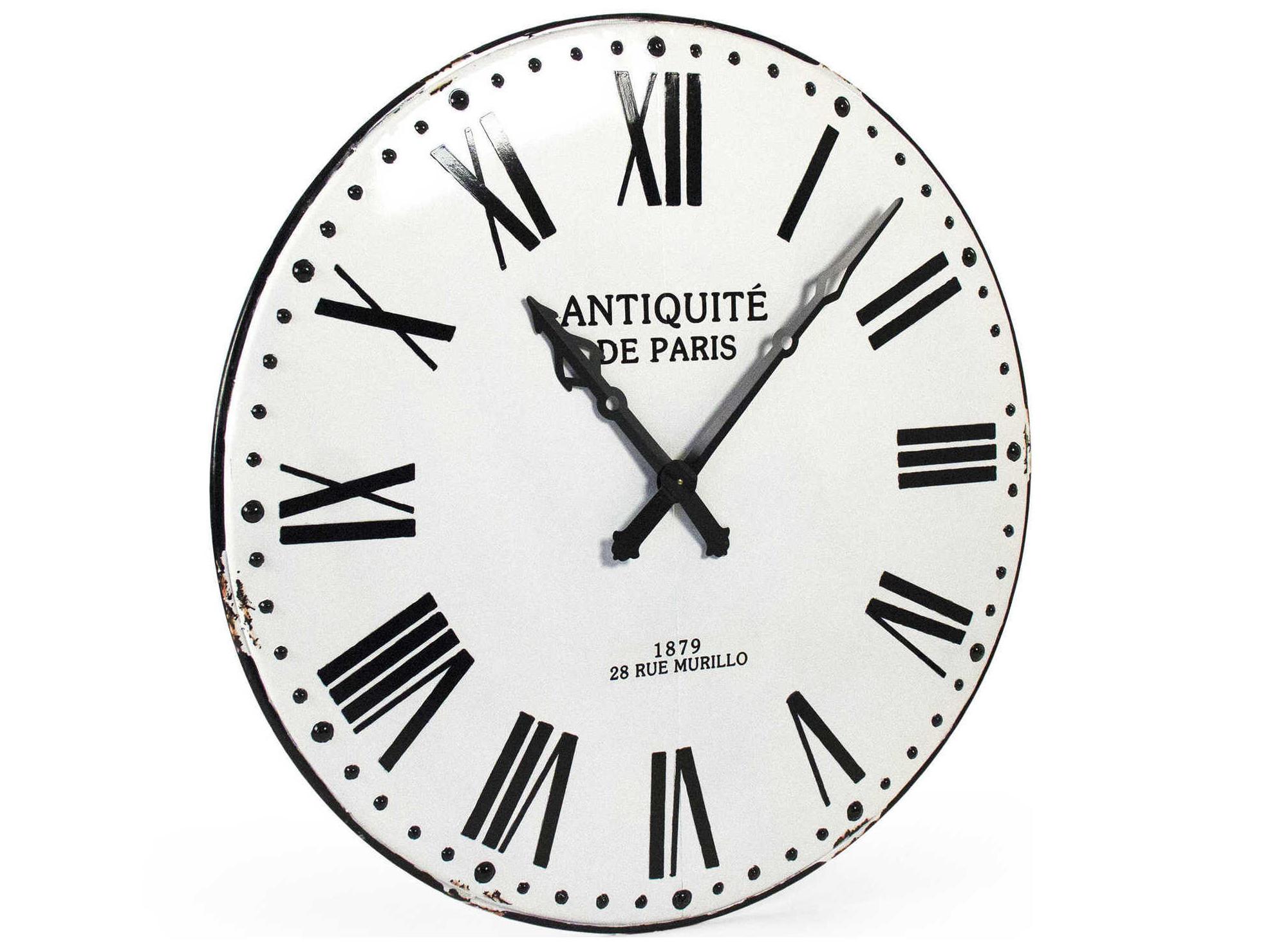 Zentique Distressed White / Black Corvin Wall Clock