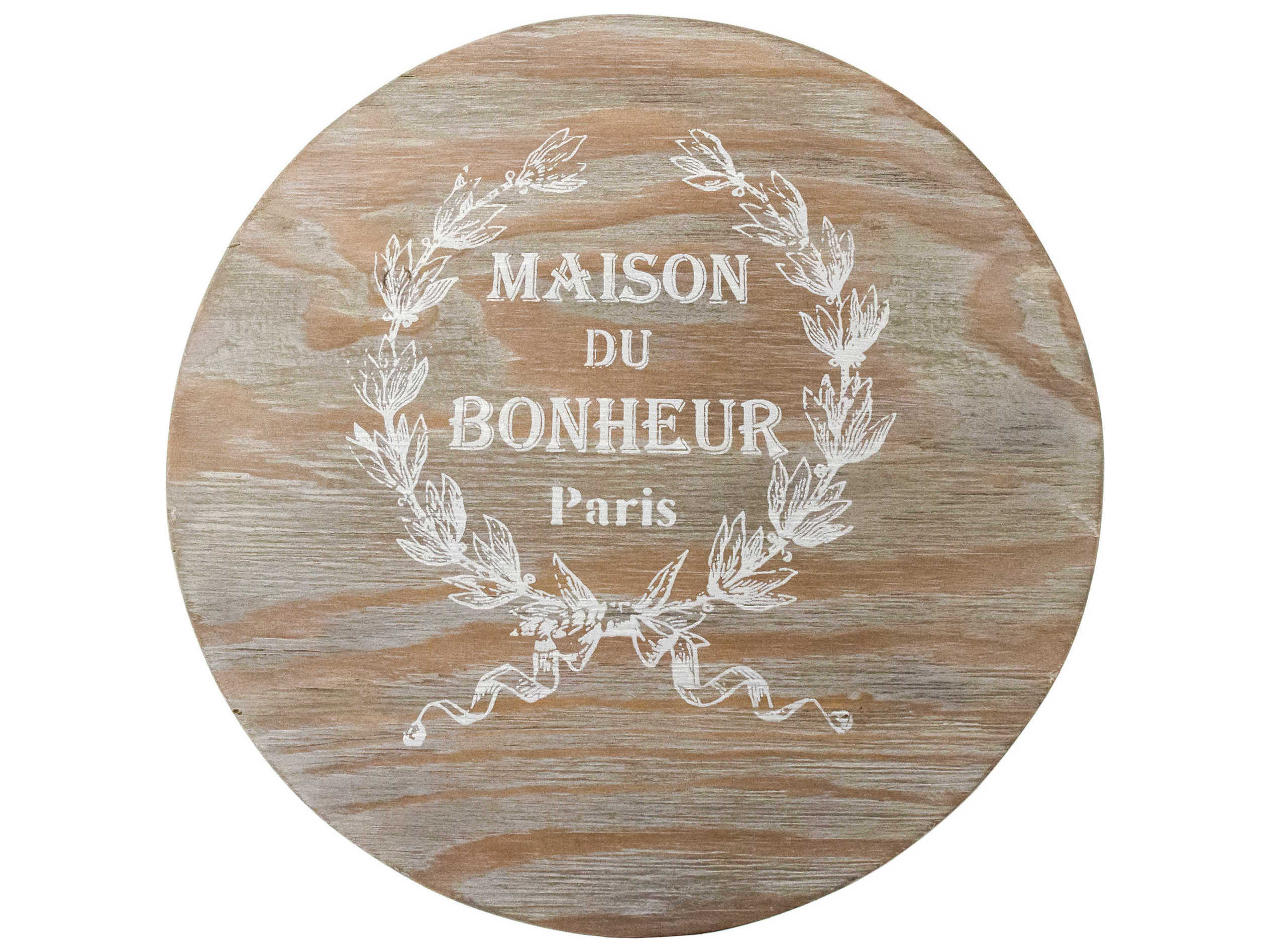 Zentique Parisienne Natural Wood Distressed White Bar Stool