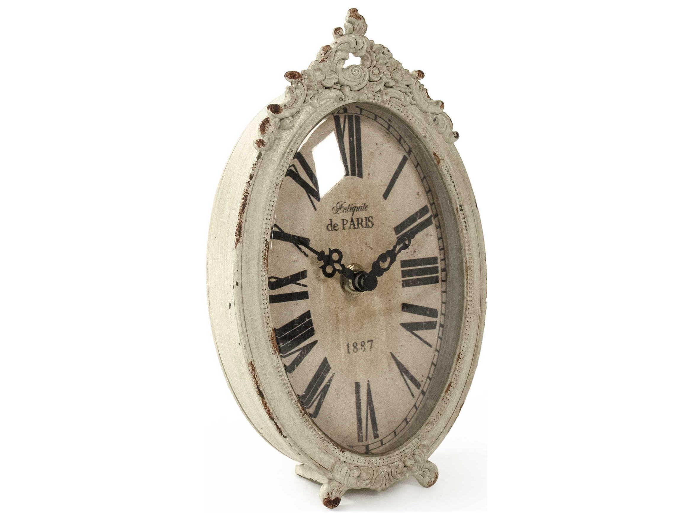 Zentique Antique Off-White Iron Table Clock
