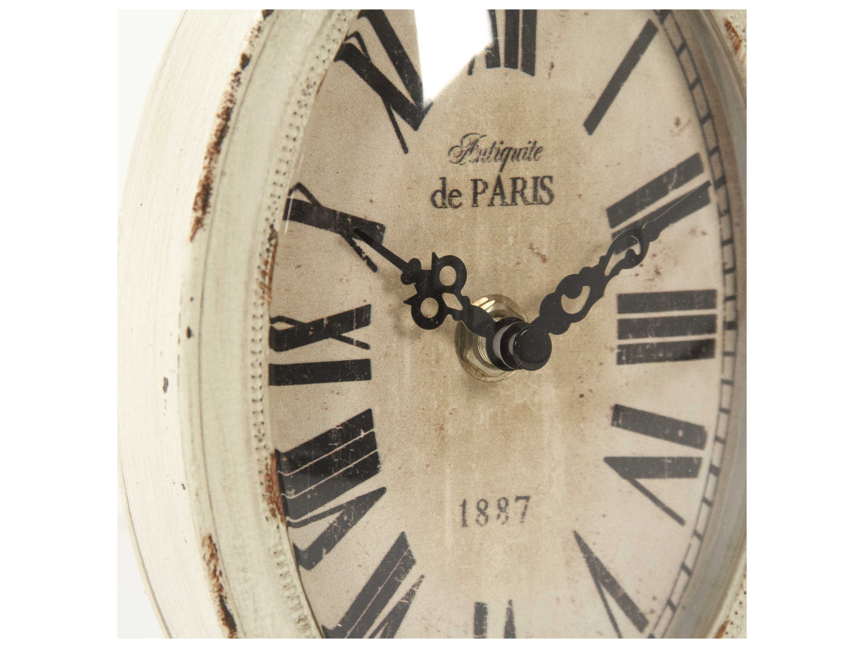 Zentique Antique Off-White Iron Table Clock