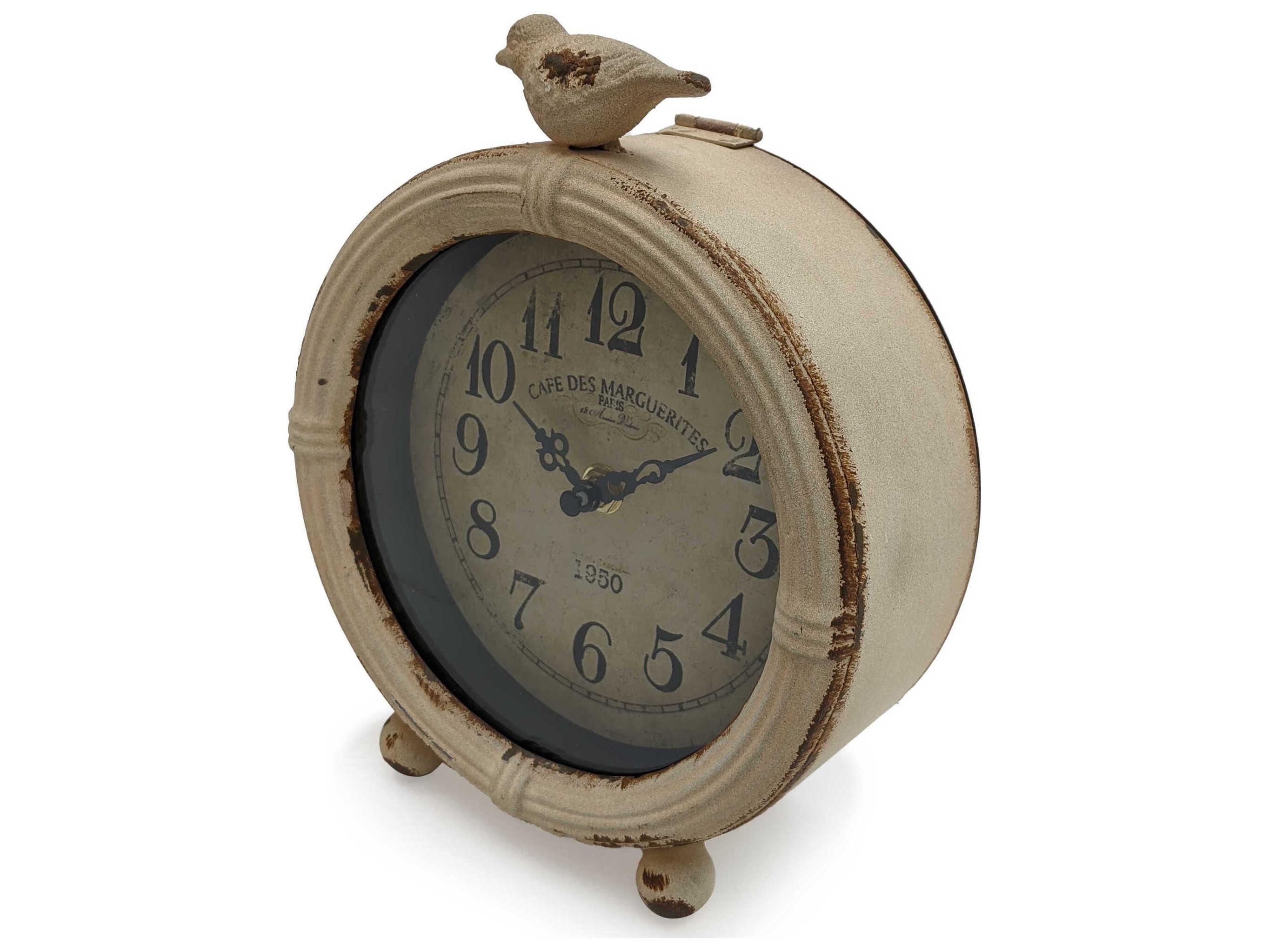 Zentique Distressed Off-White Table Clock