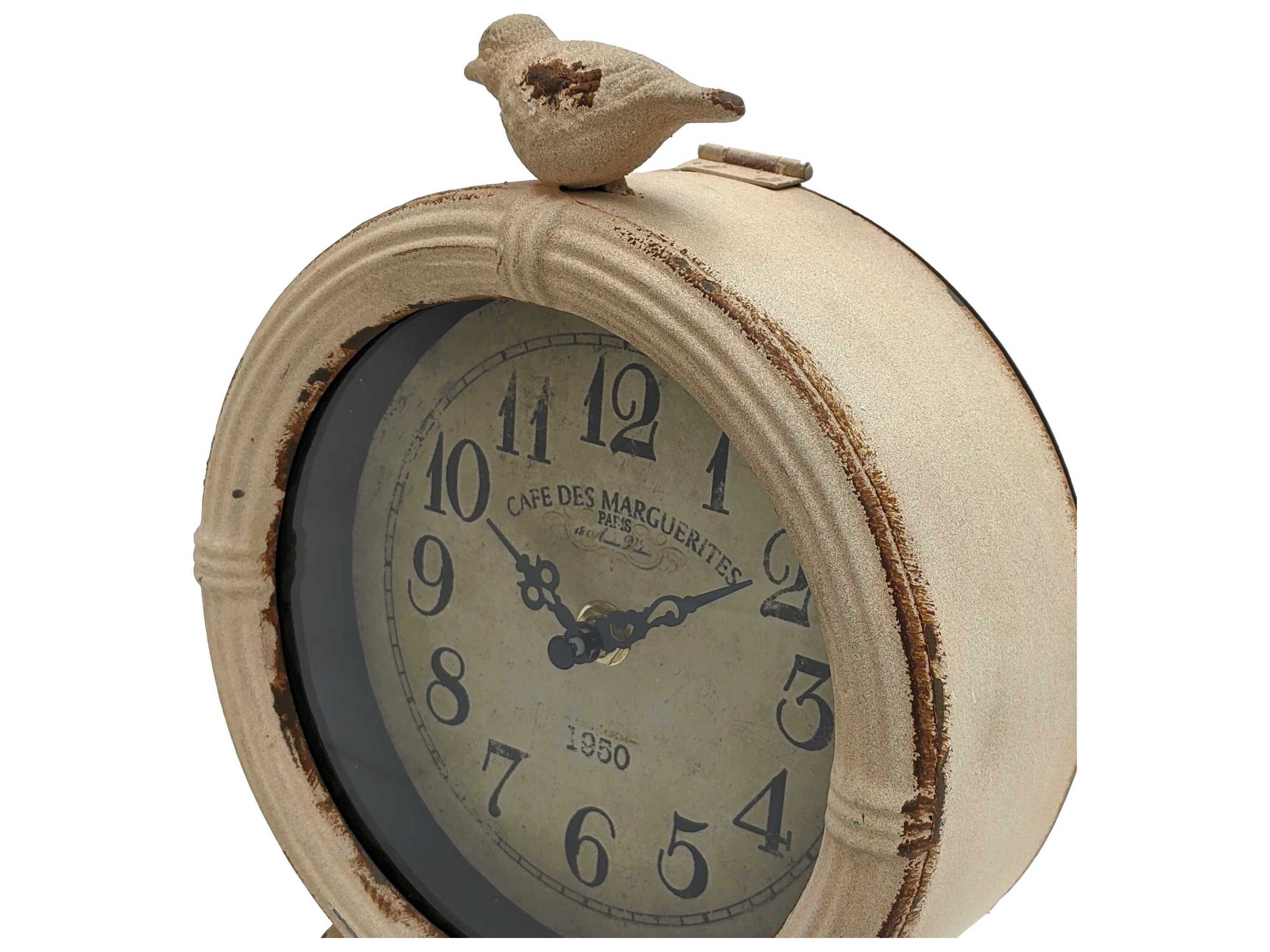Zentique Distressed Off-White Table Clock
