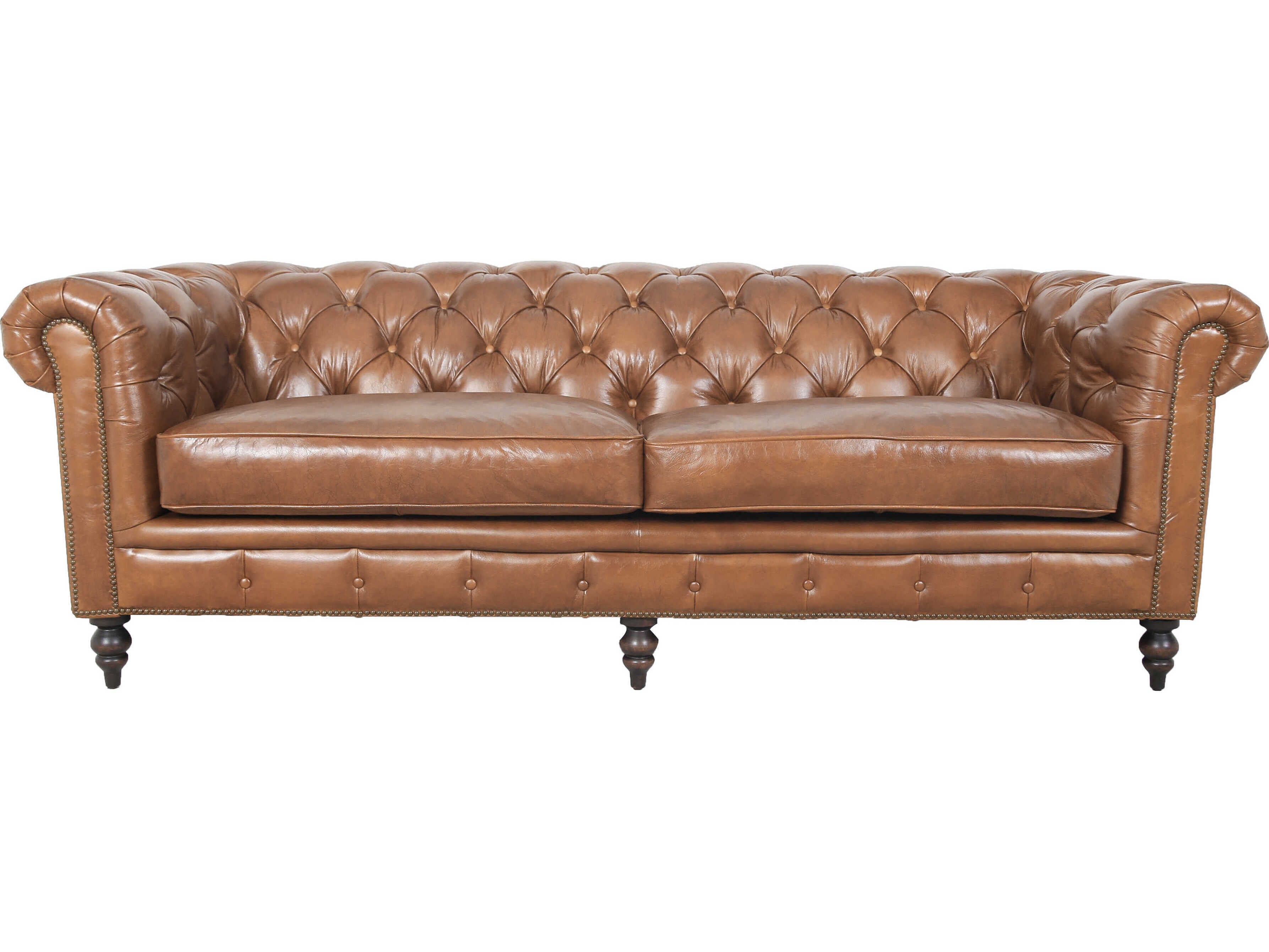 Zentique Arthur Brown Leather Sofa