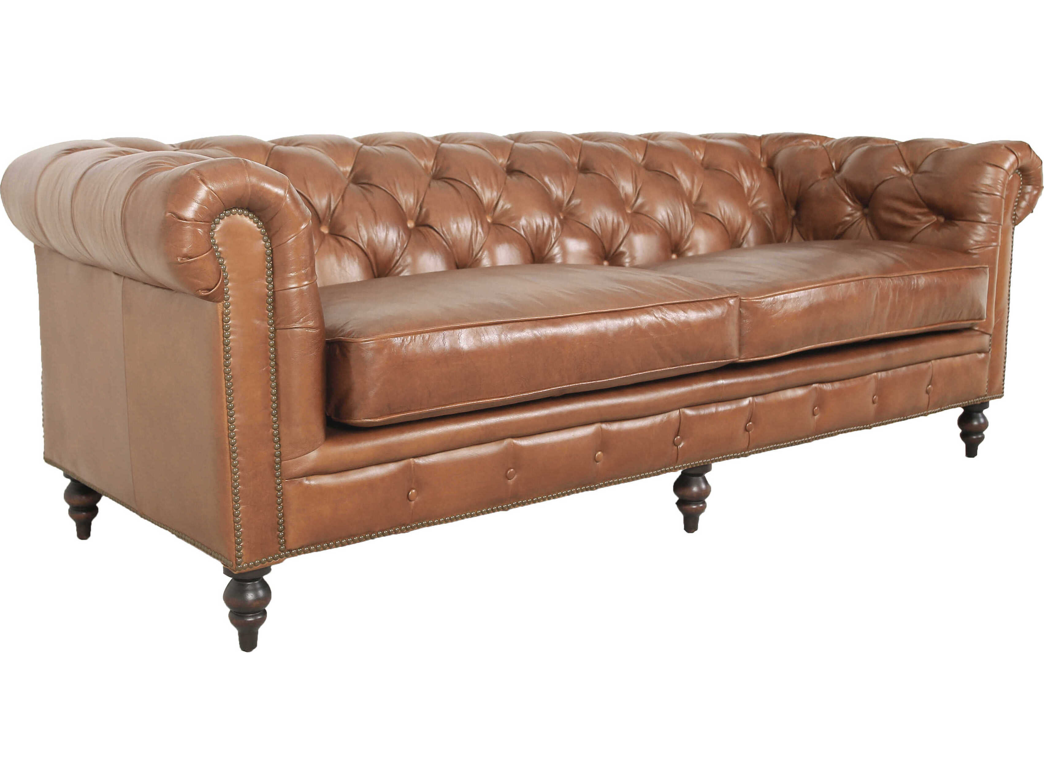 Zentique Arthur Brown Leather Sofa