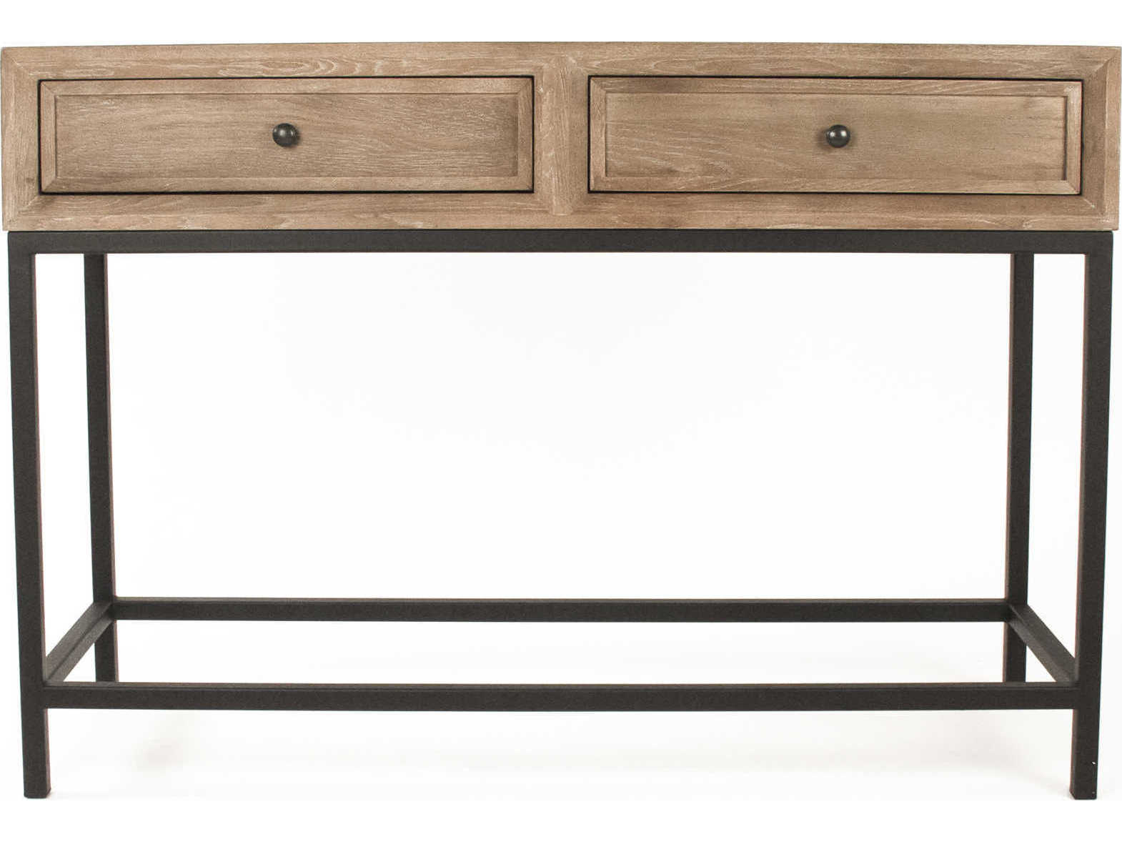 Zentique Finneas Rectangular Wood Limed Grey Oak Console Table