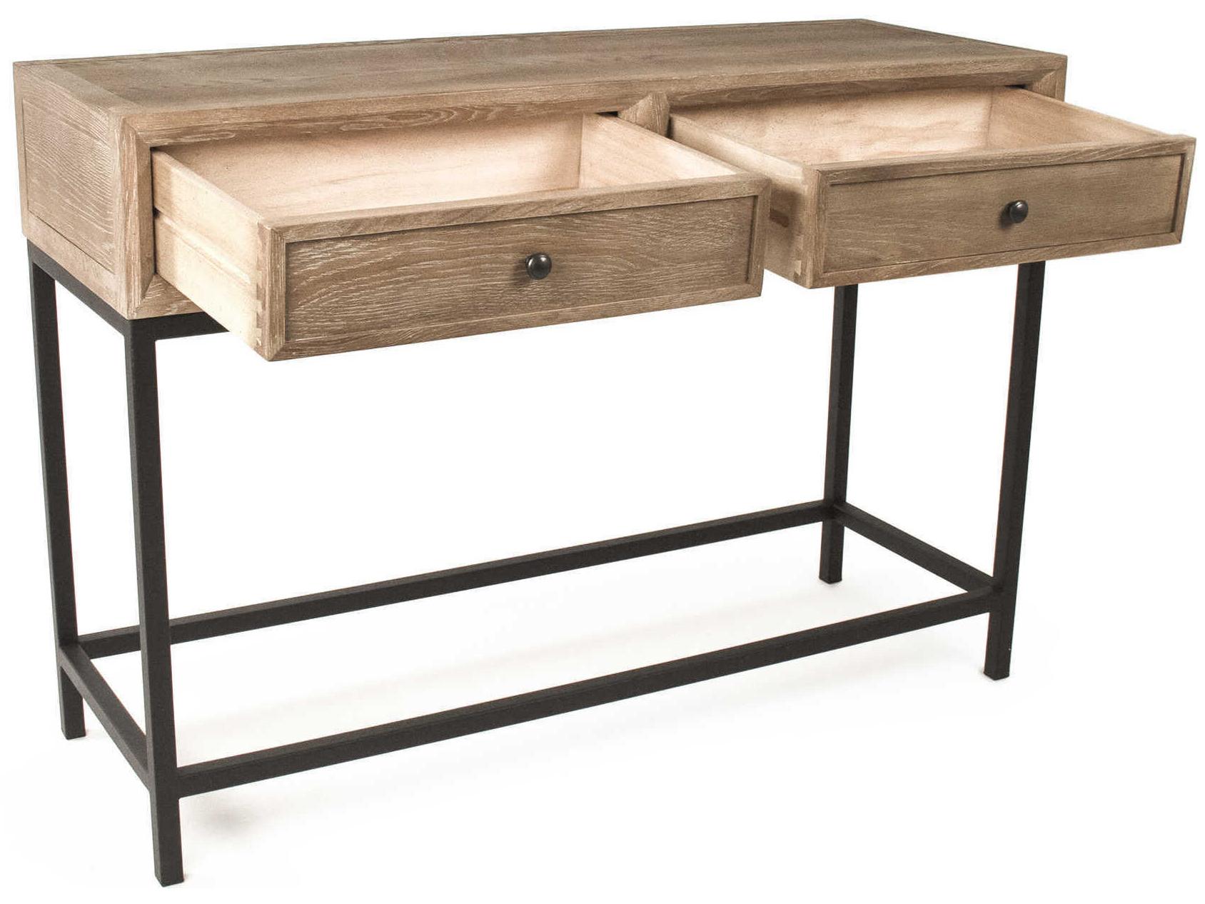 Zentique Finneas Rectangular Wood Limed Grey Oak Console Table
