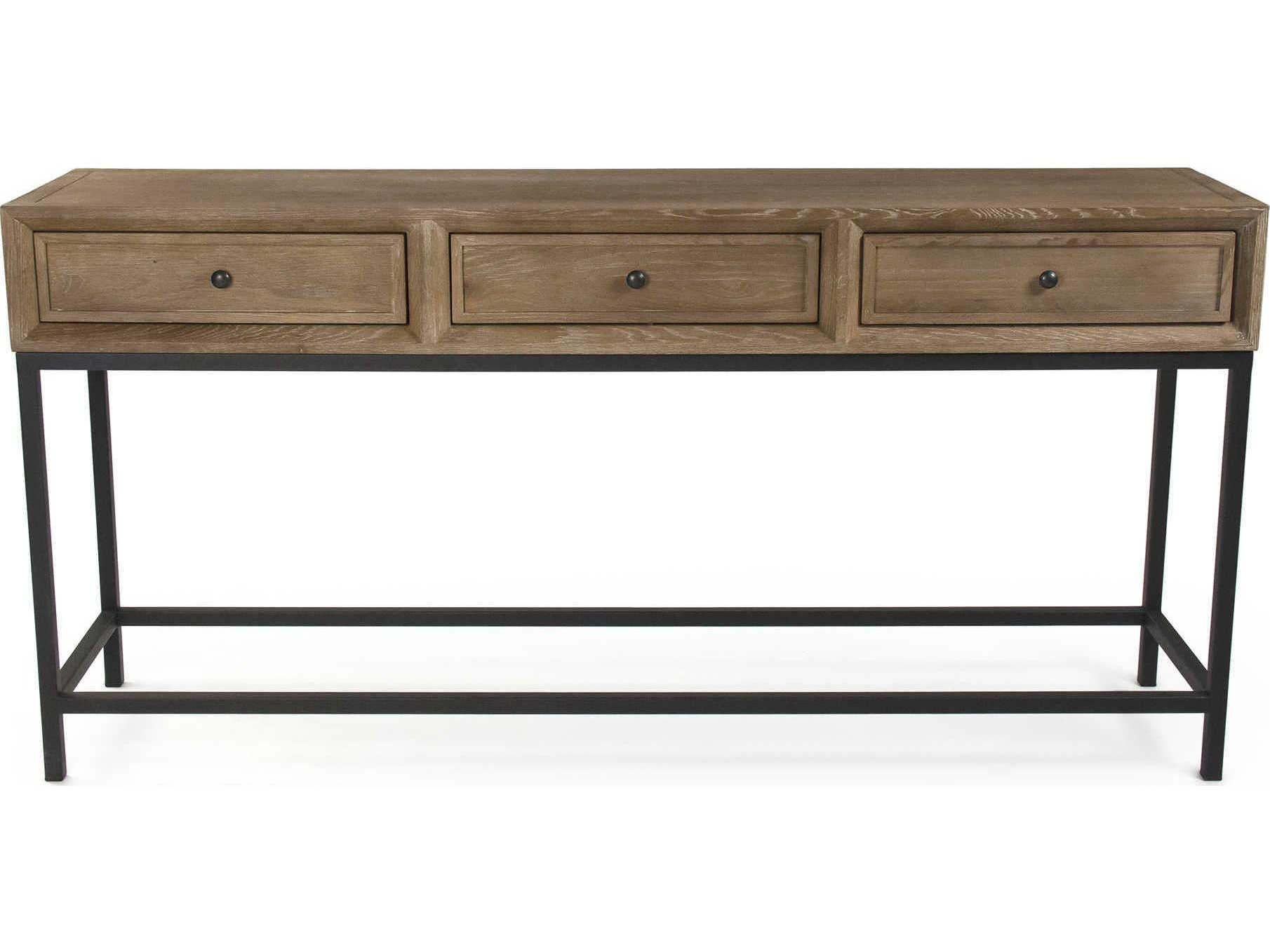 Zentique Finneas Rectangular Wood Limed Grey Oak Console Table
