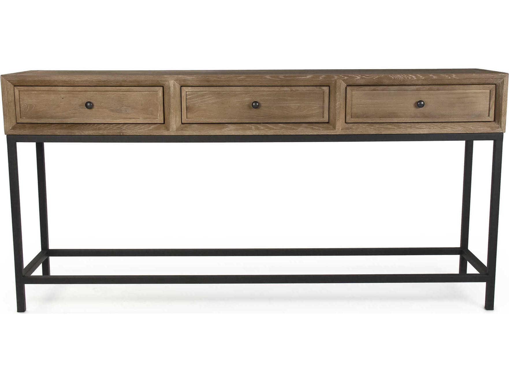 Zentique Finneas Rectangular Wood Limed Grey Oak Console Table