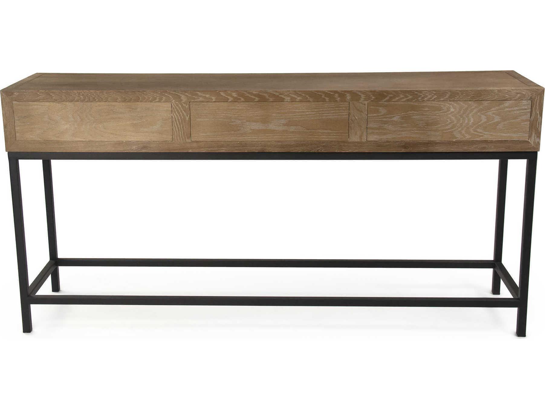Zentique Finneas Rectangular Wood Limed Grey Oak Console Table