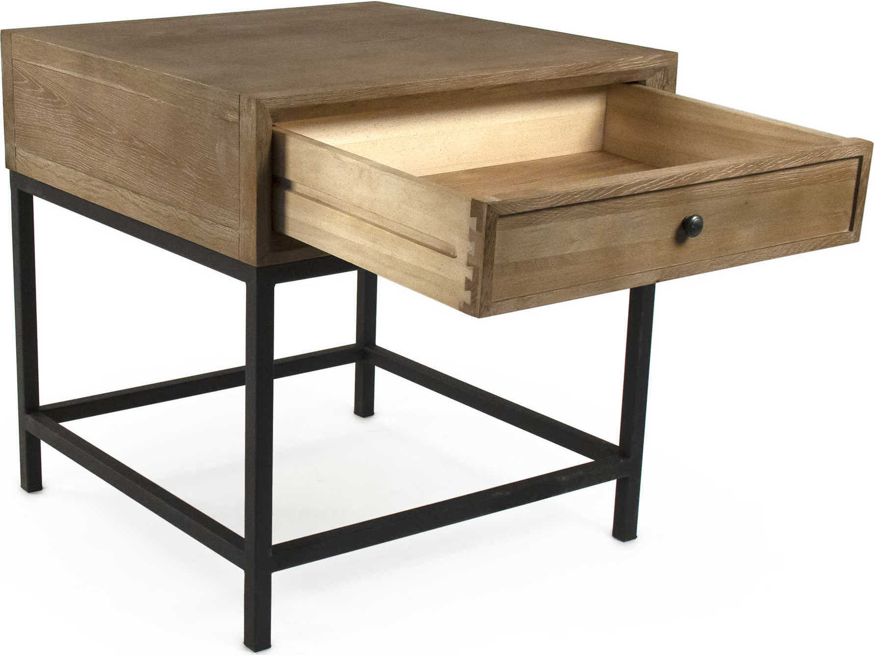 Zentique Finneas Square Wood Limed Grey Oak End Table