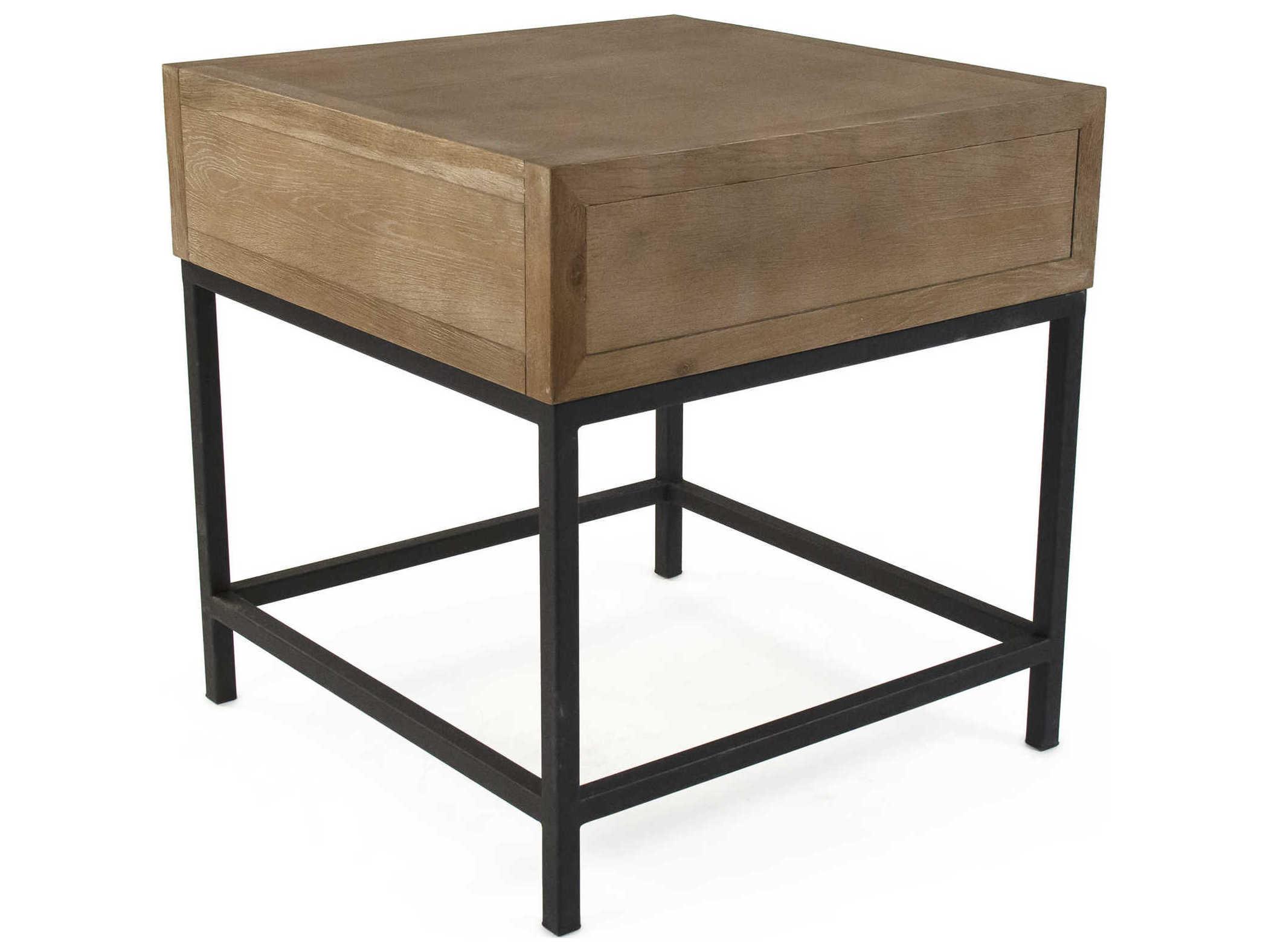 Zentique Finneas Square Wood Limed Grey Oak End Table