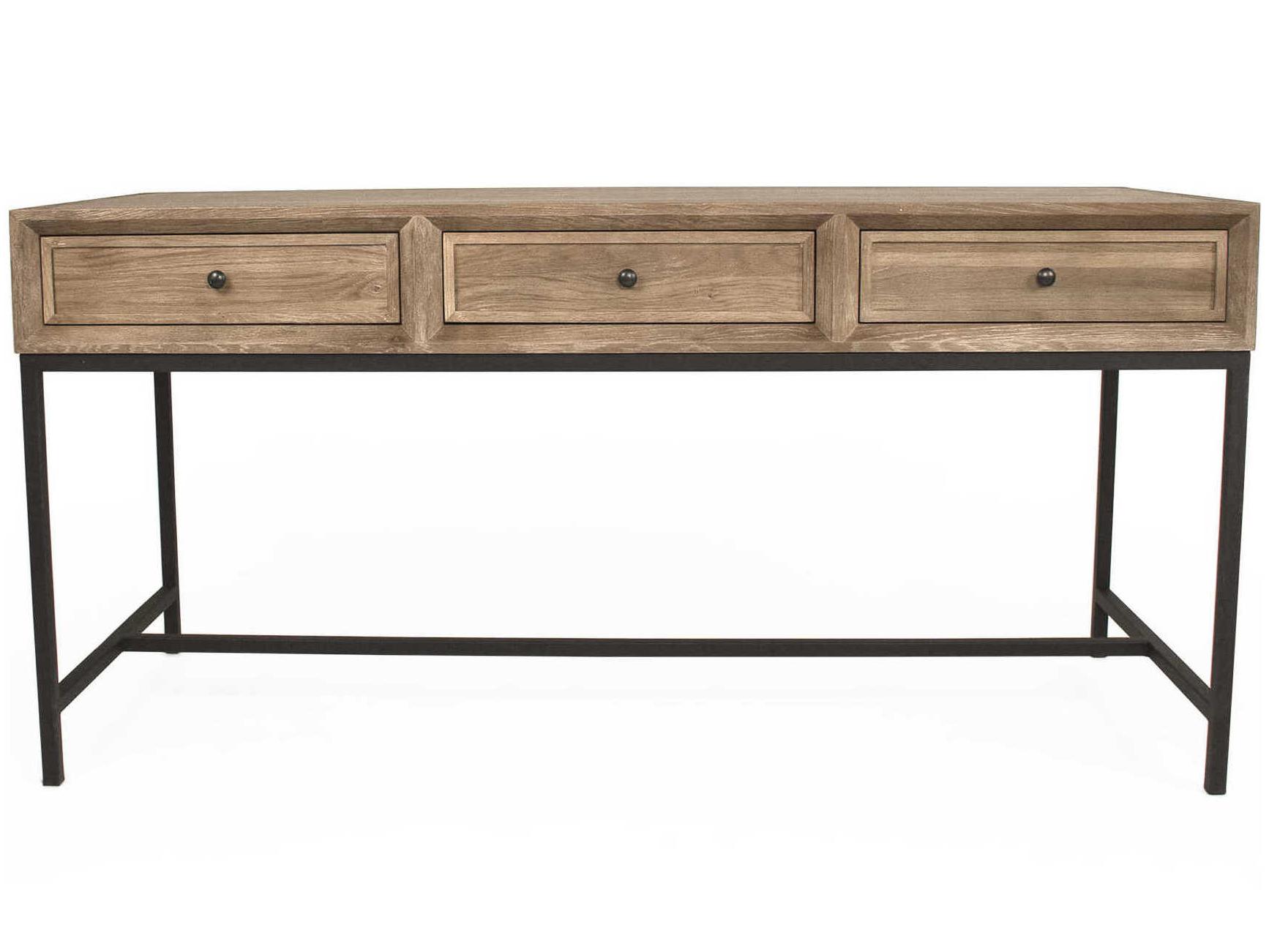 Zentique Finneas Limed Grey Oak Wood Secretary Desk