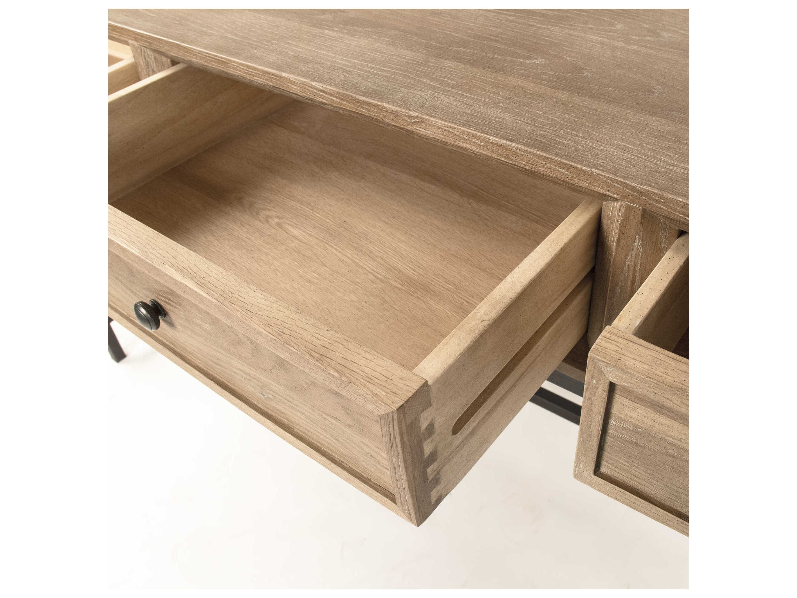 Zentique Finneas Limed Grey Oak Wood Secretary Desk