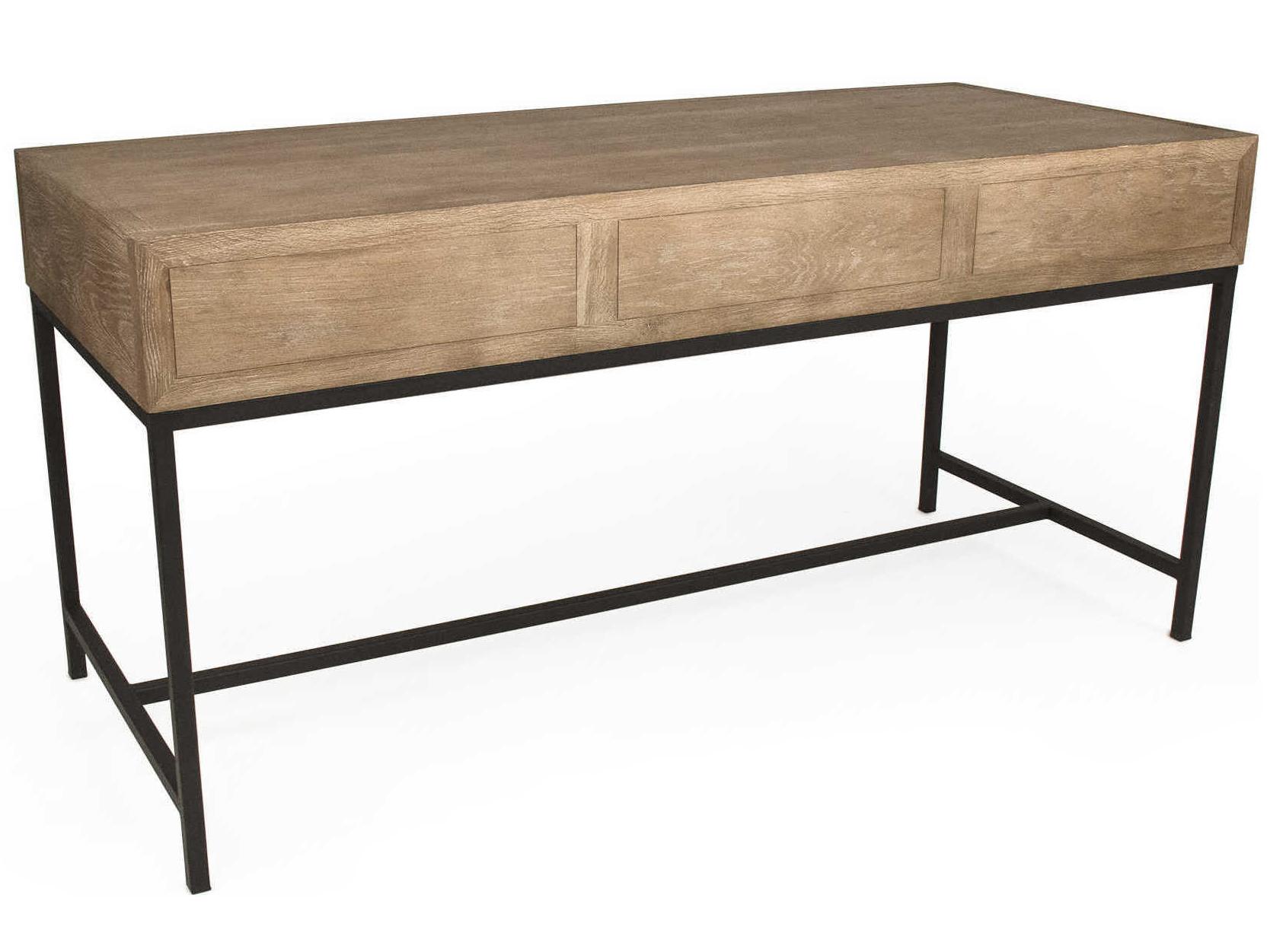 Zentique Finneas Limed Grey Oak Wood Secretary Desk