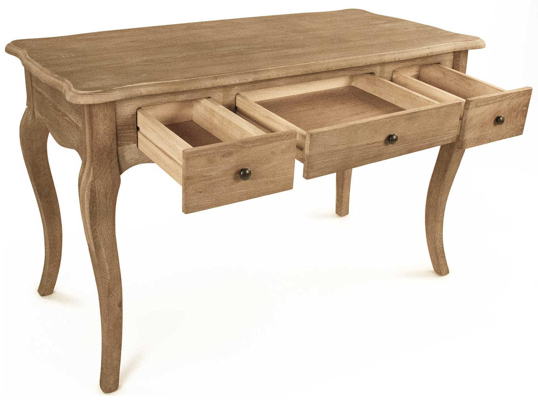 Zentique Limed Grey Oak Wood Secretary Desk