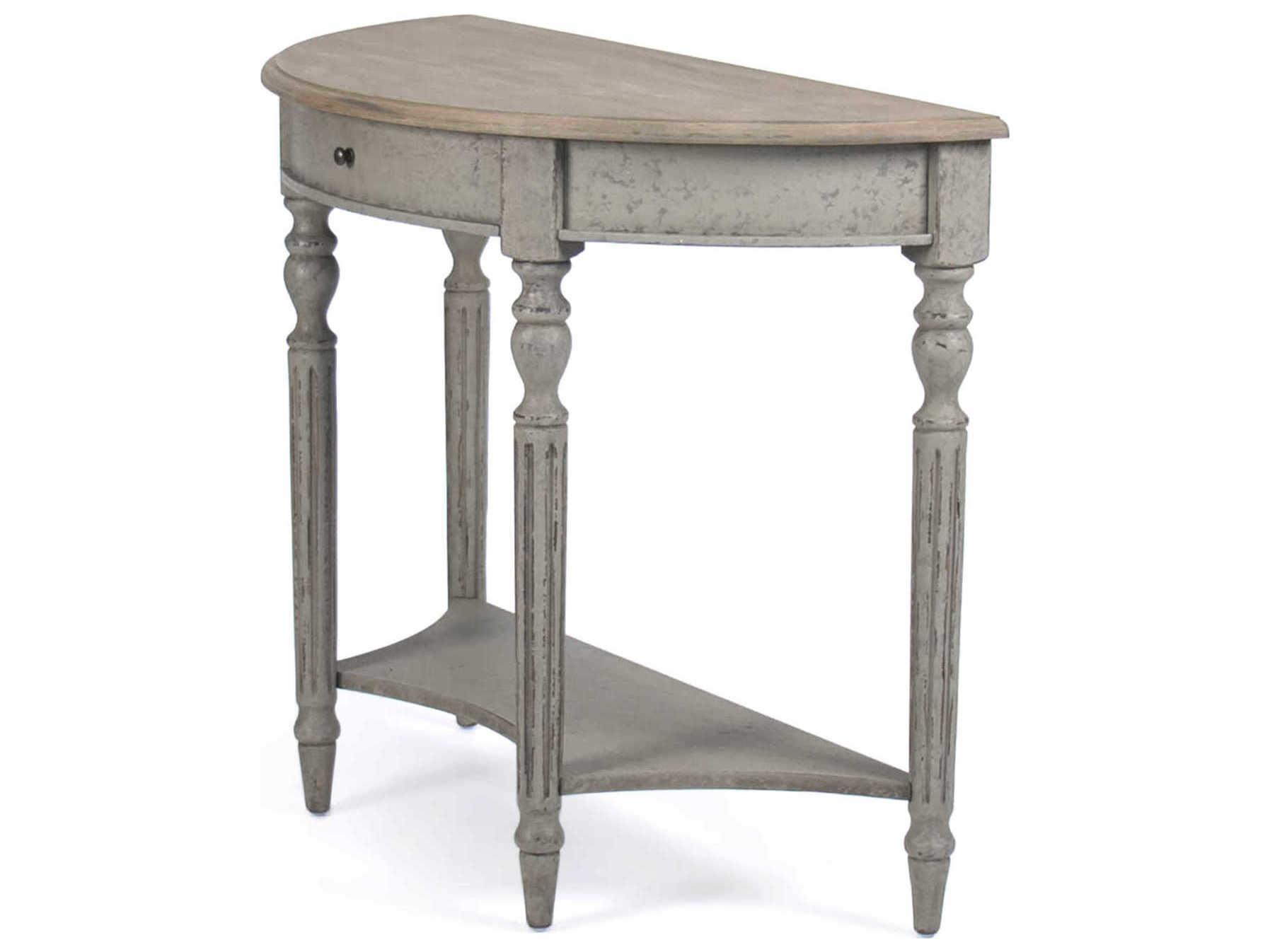 Zentique Demilune Wood Reclaimed Faux Olive Green Console Table
