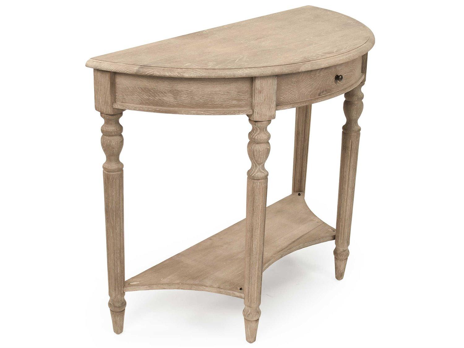 Zentique Demilune Wood Limed Grey Console Table