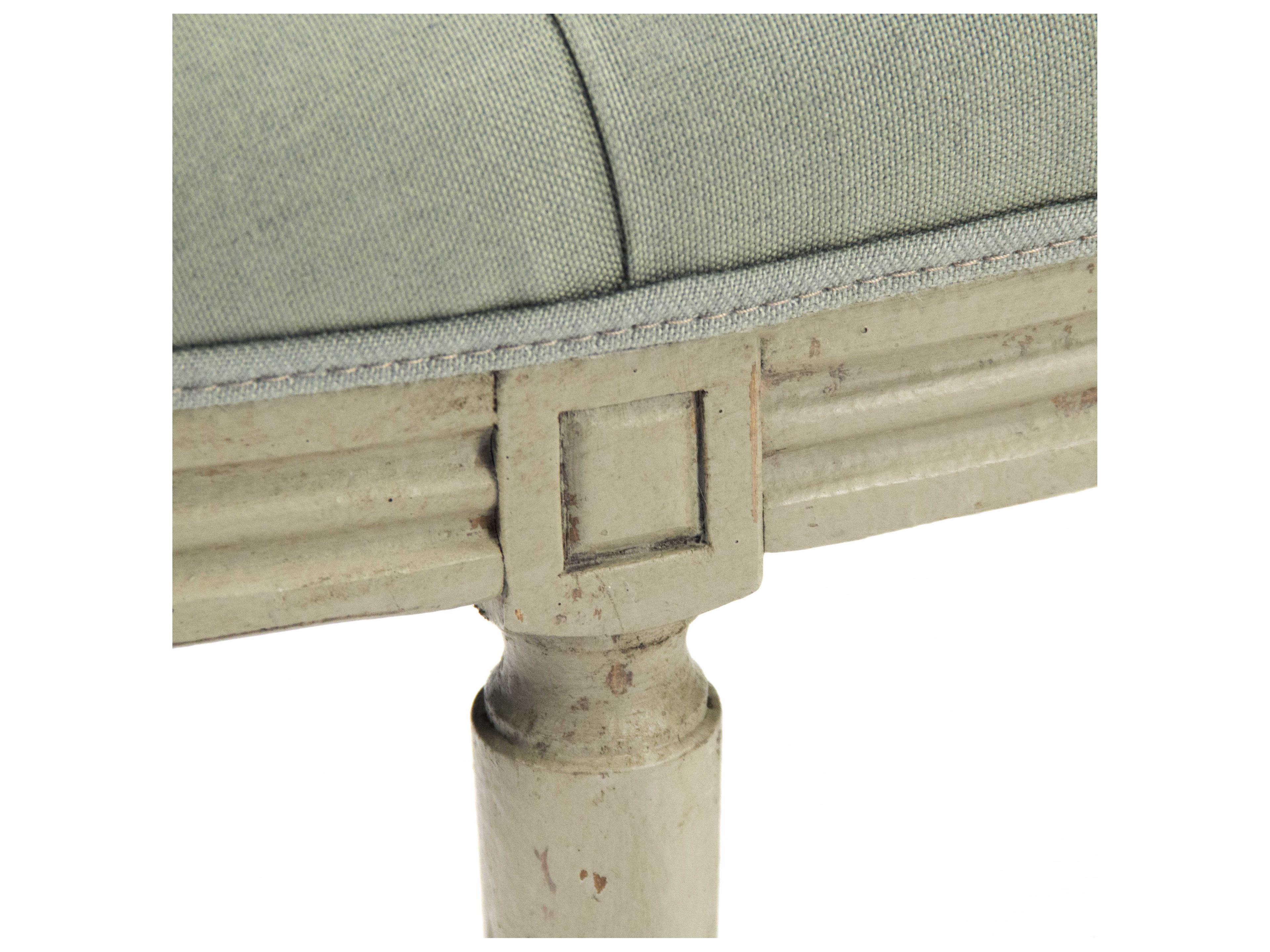 Zentique Louis Sea Foam Green Linen Upholstered Accent Bench