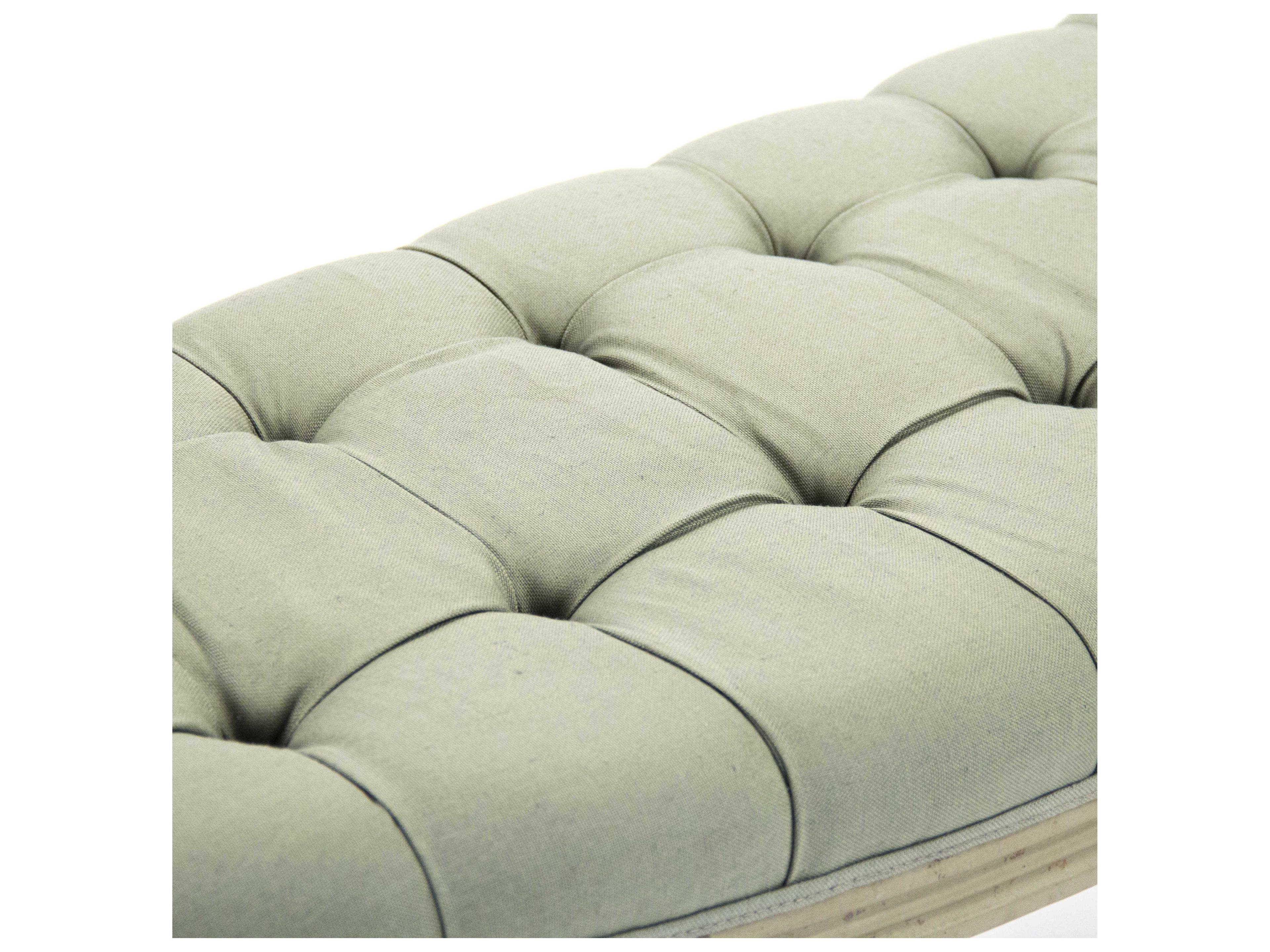 Zentique Louis Sea Foam Green Linen Upholstered Accent Bench