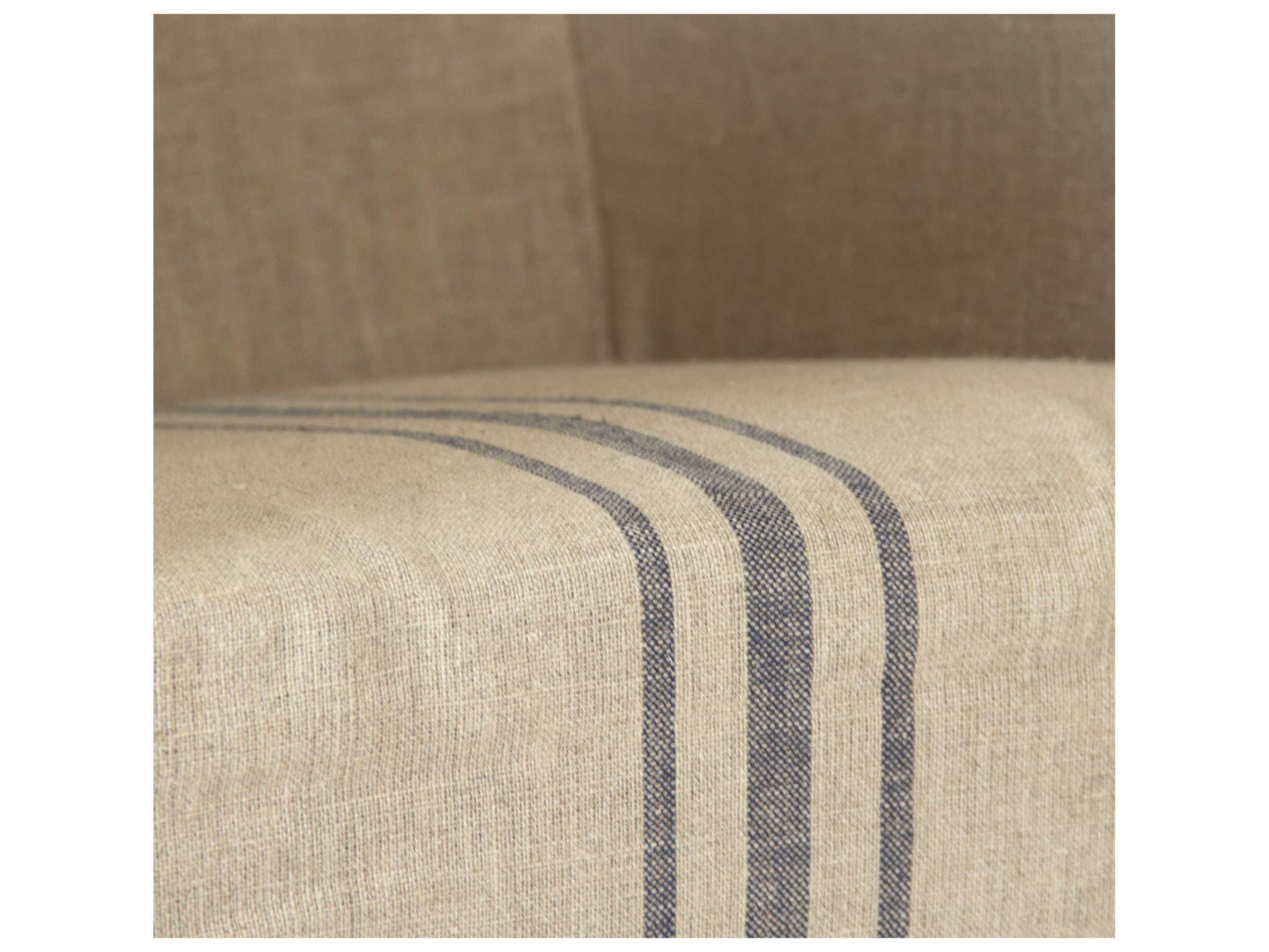 Zentique Avignon Upholstered Oak Wood Khaki Blue Stripe Bar Stool